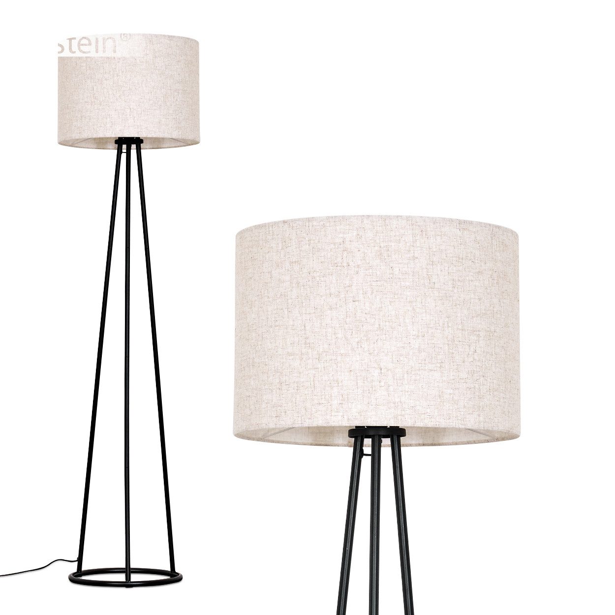 hofstein Stehlampe Stehlampe aus Metall/Stoff in Schwarz/Beige, ohne Leucht günstig online kaufen