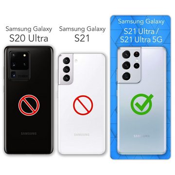 EAZY CASE Handyhülle Premium Silikon Case für Samsung Galaxy S21 Ultra 6,8 Zoll, Handy Softcase Hülle Silikon mit Displayschutz Case Blau / Nachtblau