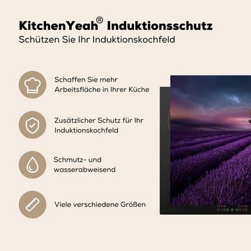 MuchoWow Herdblende-/Abdeckplatte Lavendel - Baum - Lila, Vinyl, (1 tlg), 76x51 cm, Ceranfeldabdeckung für die küche, Induktionsmatte