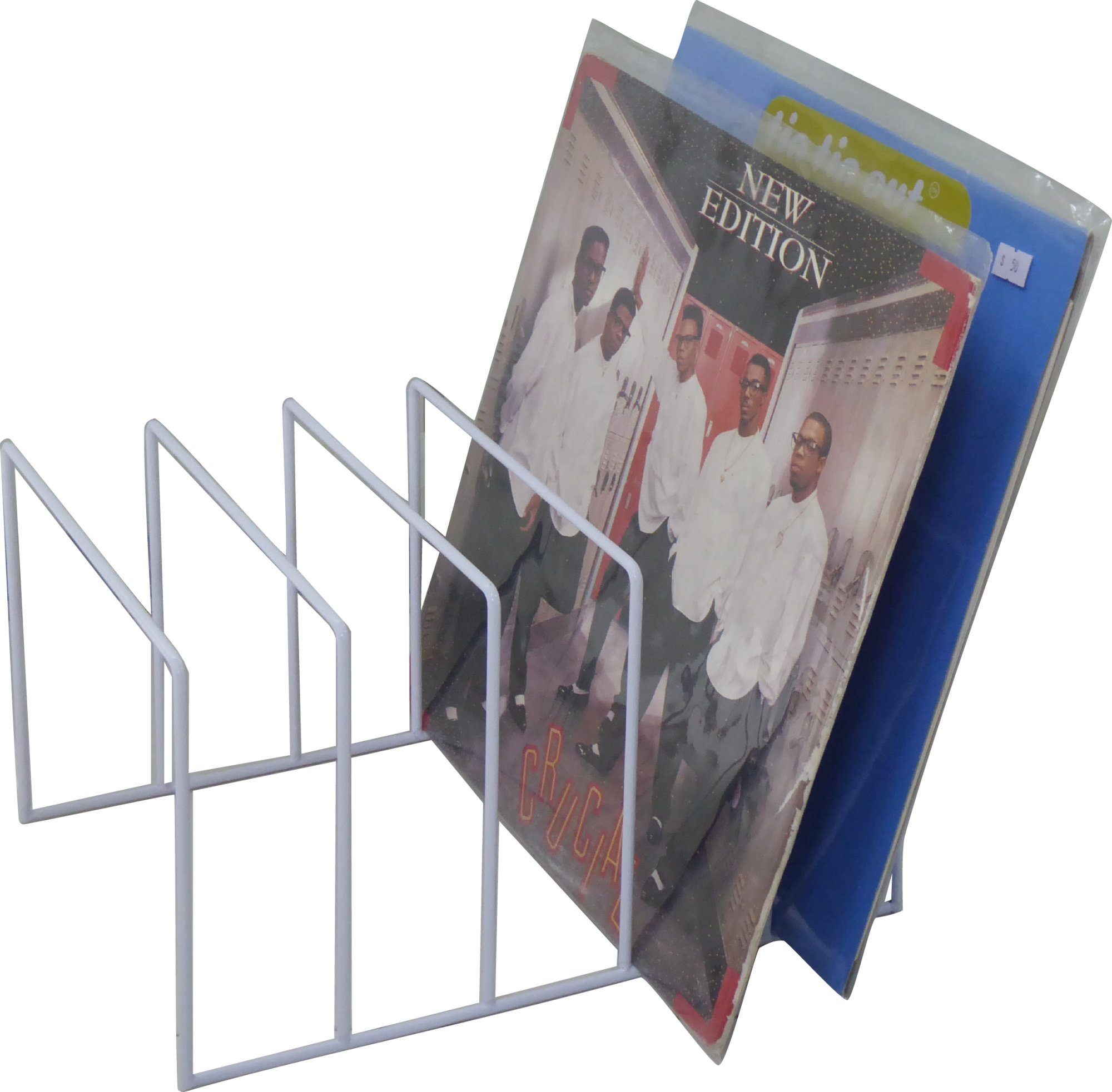 7even Schallplatten Ständer weiss / Vinyl Records LP Tisch-Rack white Plattenspieler