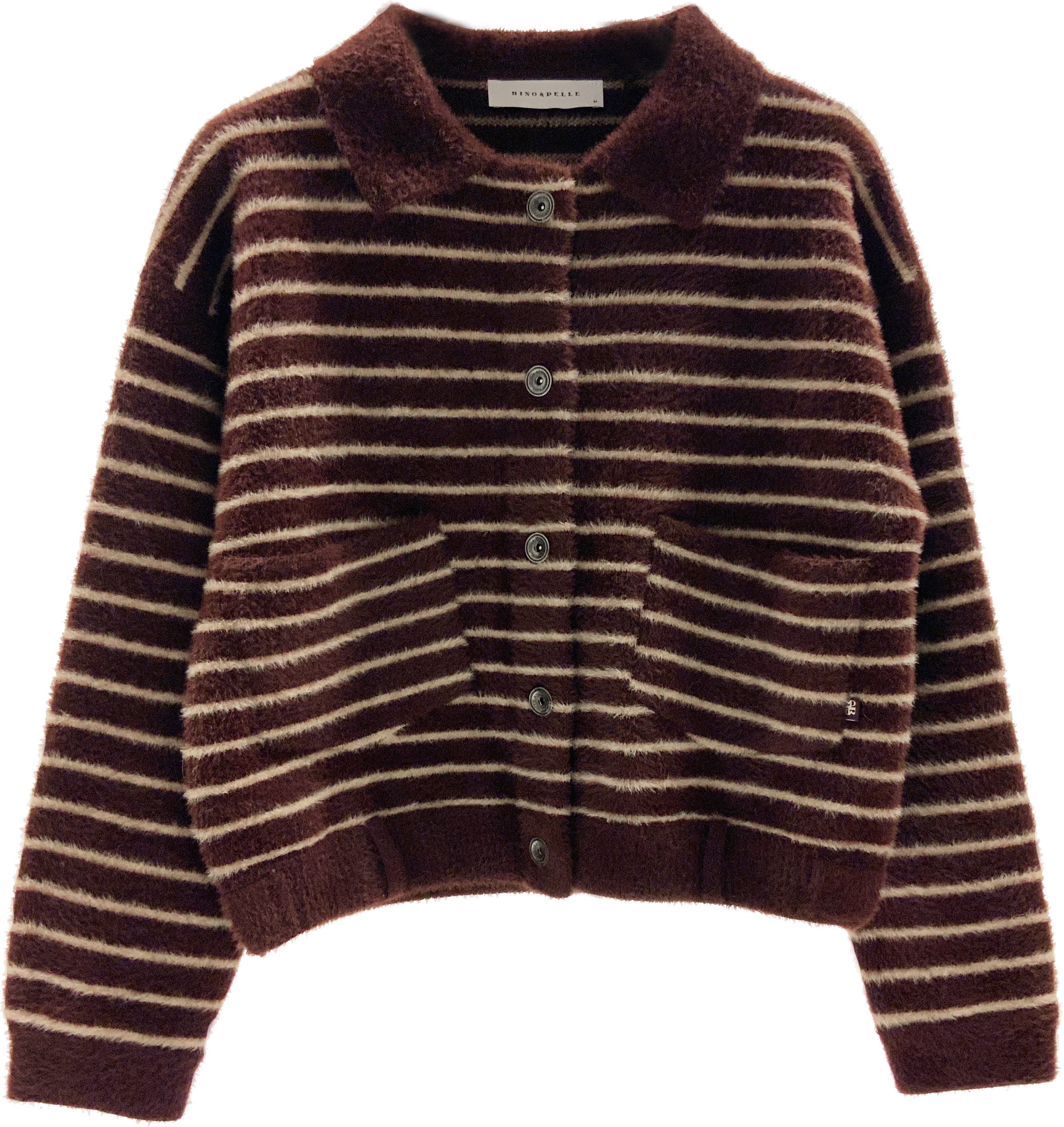 Rino & Pelle Cardigan BUBBLY mit flauschiger Optik, Langarm, Rundhals, ohne Kapuze, aus Materialmix