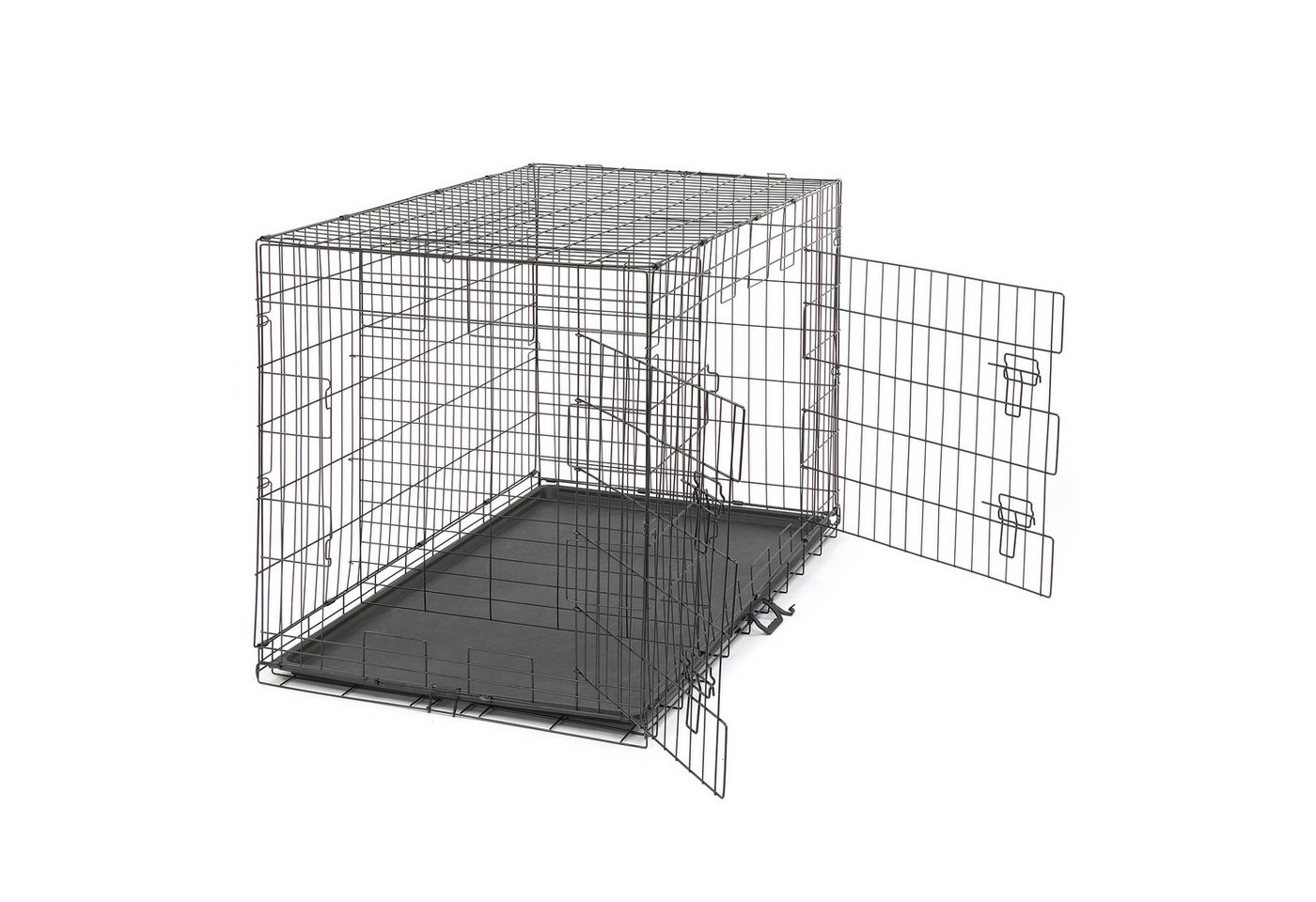 Thumbnail - Bellavio Hundekäfig Metall Hundebox 36"/42"/48", zusammenklappbar, mit Kunststoffschale, Wohnung