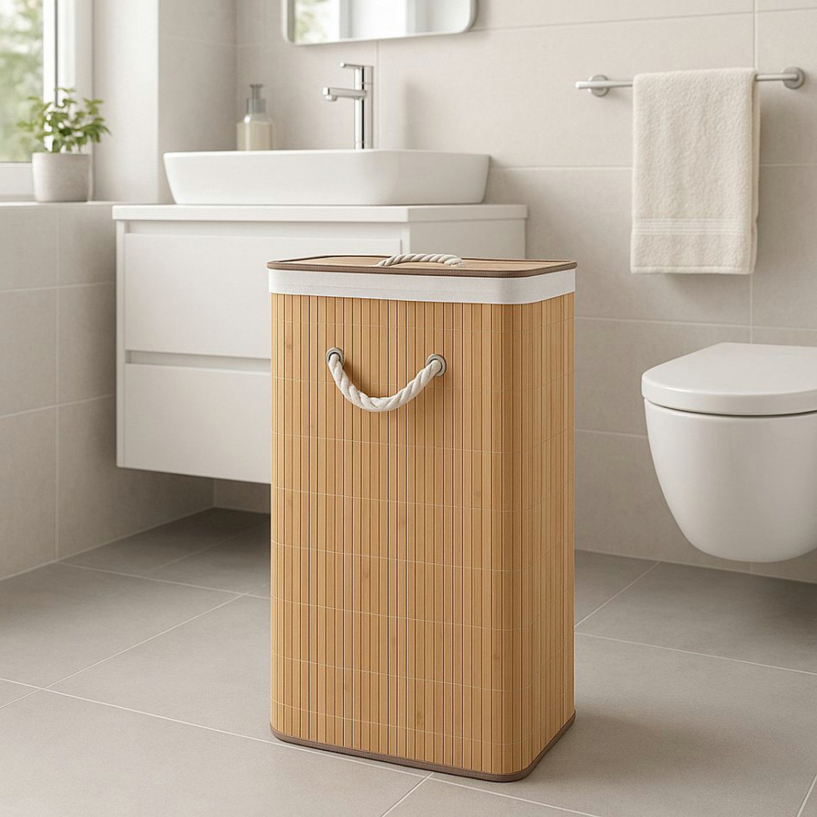 Koopman Wäschekorb Wäschebehälter Wäschesammler Korb Bambus Faltkorb Badezi günstig online kaufen