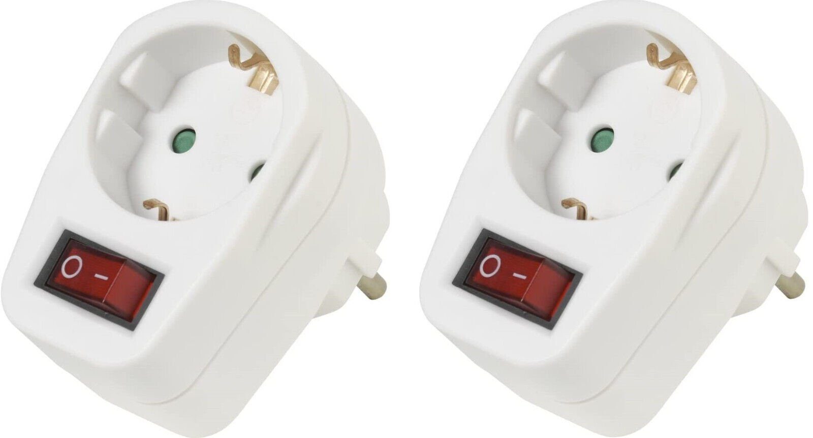 Steckdose 1-fach Steckdosenadapter mit Schalter Zwischenstecker [2er]