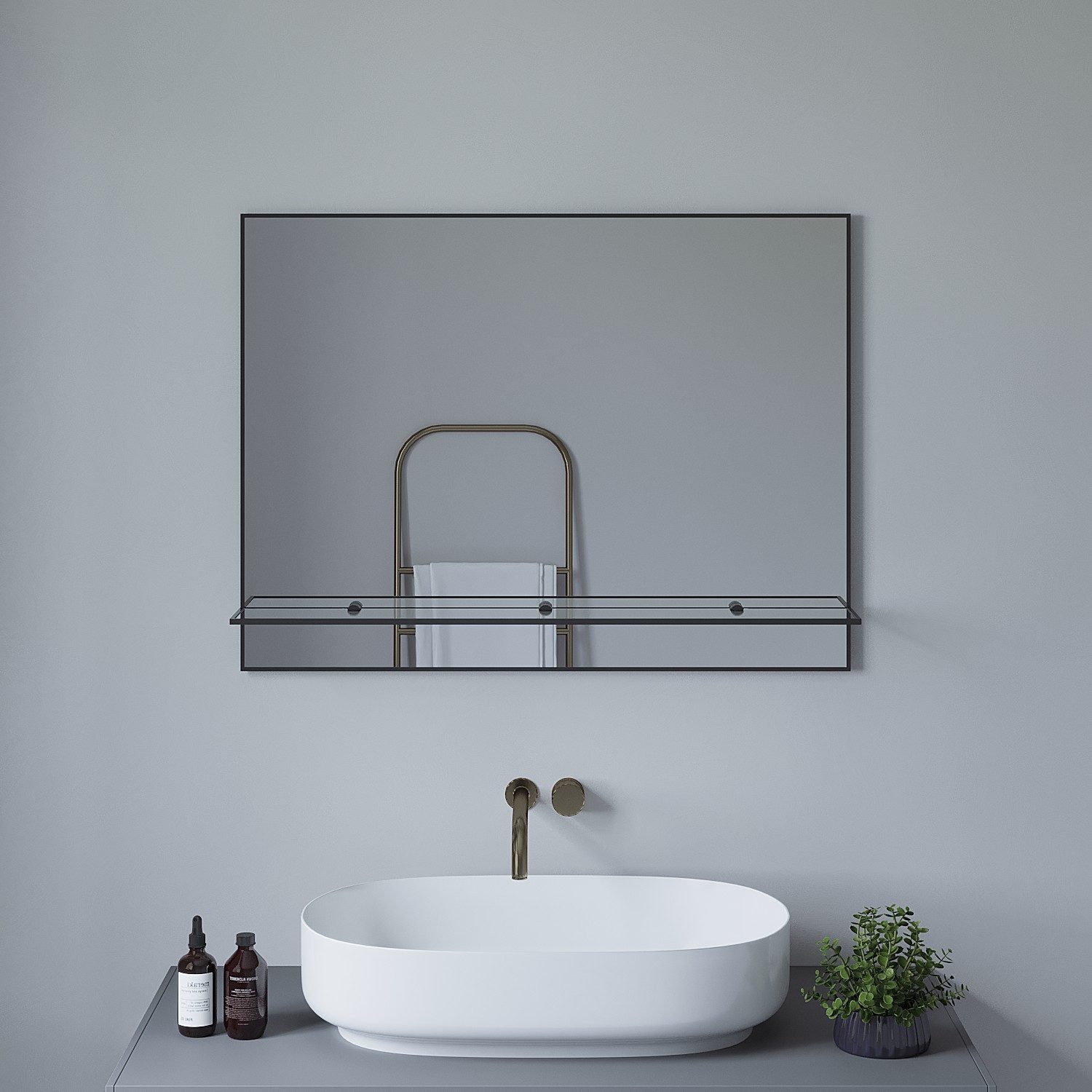 AQUALAVOS Badspiegel Spiegel mit Ablage Regal günstig online kaufen