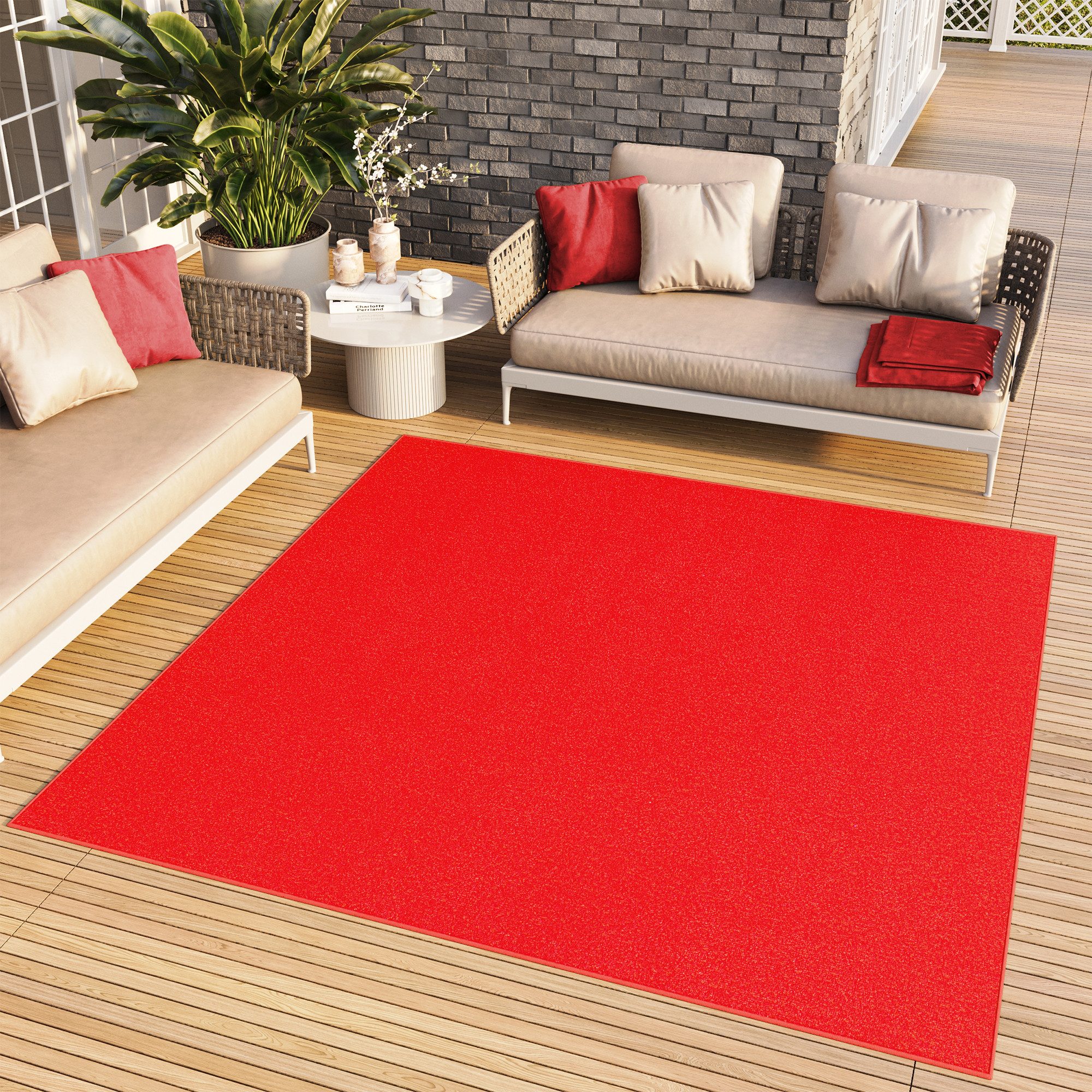 Tapiso Outdoorteppich MONO, quadratisch, Höhe: 6 mm, Einfarbig, pflegeleicht, Indoor & Outdoor geeignet