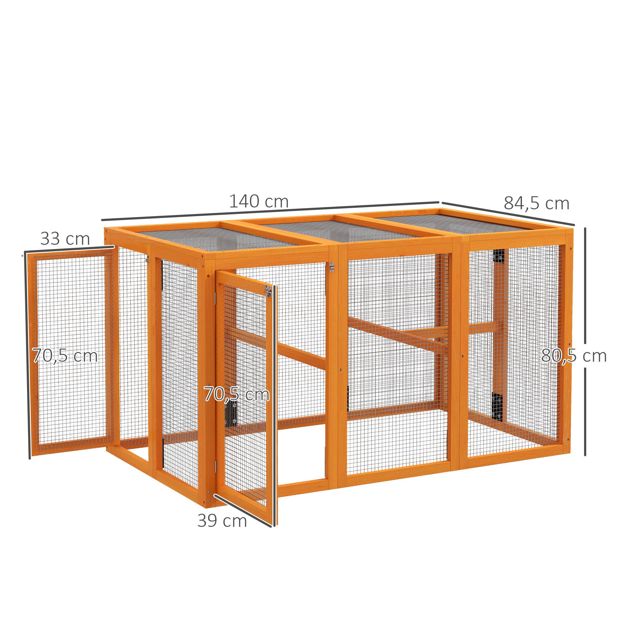 PawHut Hühnerstall mit Holzsitzstangen, erweiterbares Design, für 1-3 Hühner, Orange