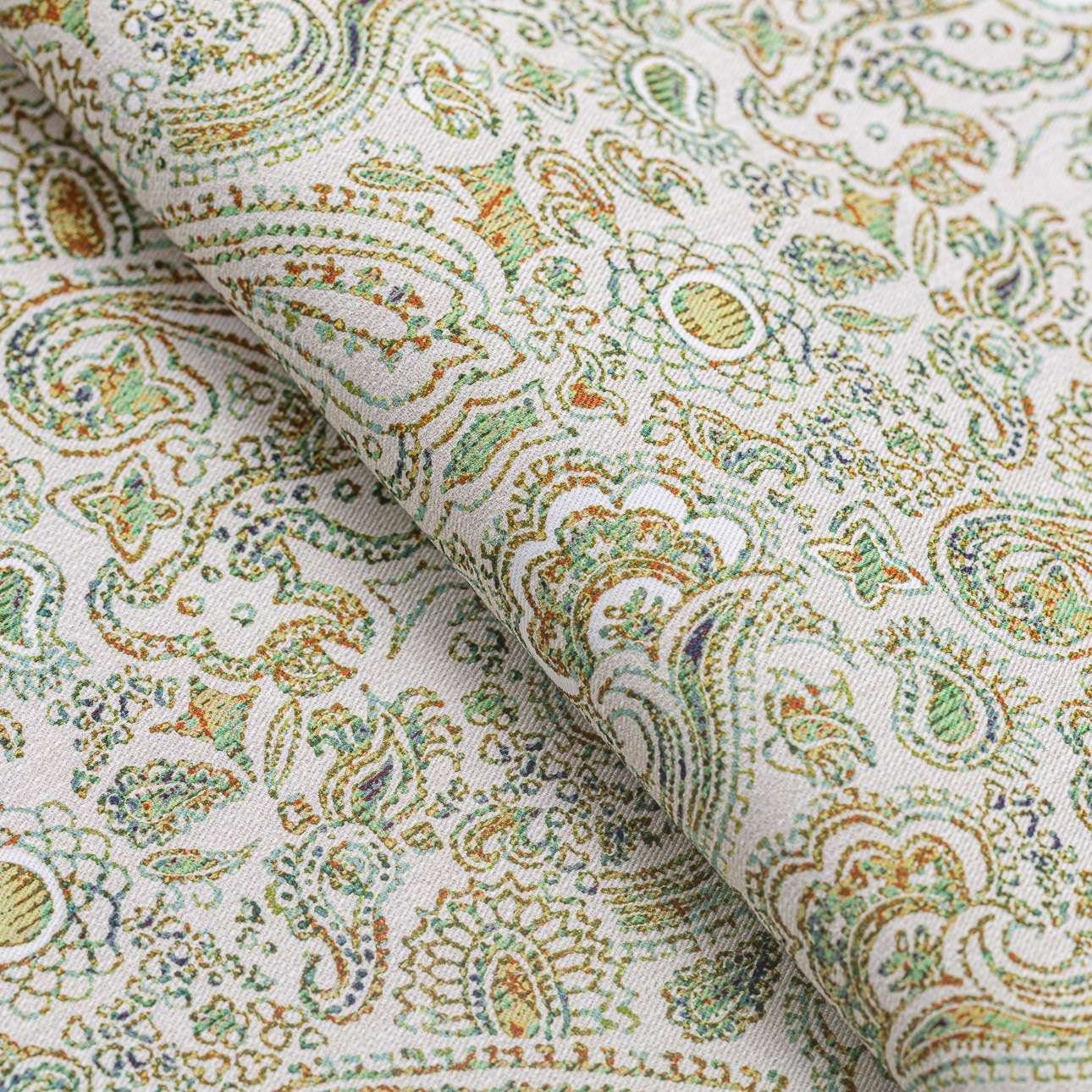 130 cm, grün-beige Vorhang mit 40 Flowers, x Dekoria Kräuselband