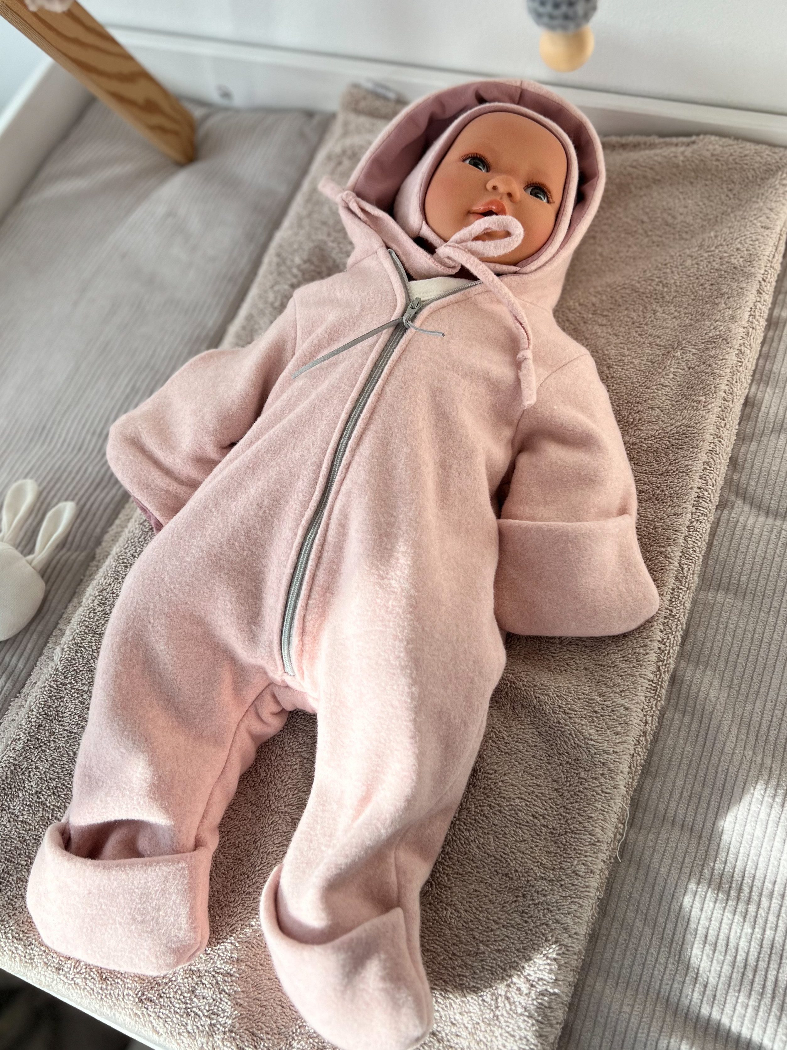 LittleANTunique Fleeceoverall Bio Baumwoll Fleeceoverall rosa und beige