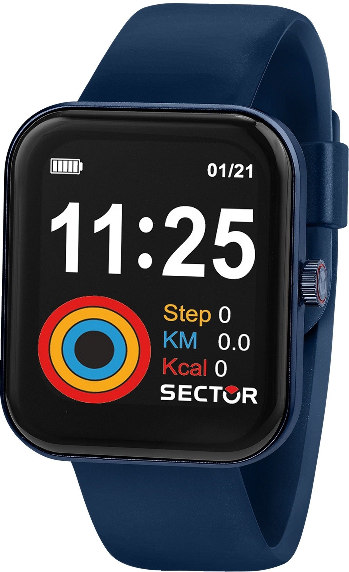 Sector Sector Herren Armbanduhr Smartwatch (kompatibel ab Android 5.1+ und IOS 8.0), Analog-Digitaluhr, Herren Smartwatch rund, groß (ca. 44mm), Silikonarmband blau, Sport