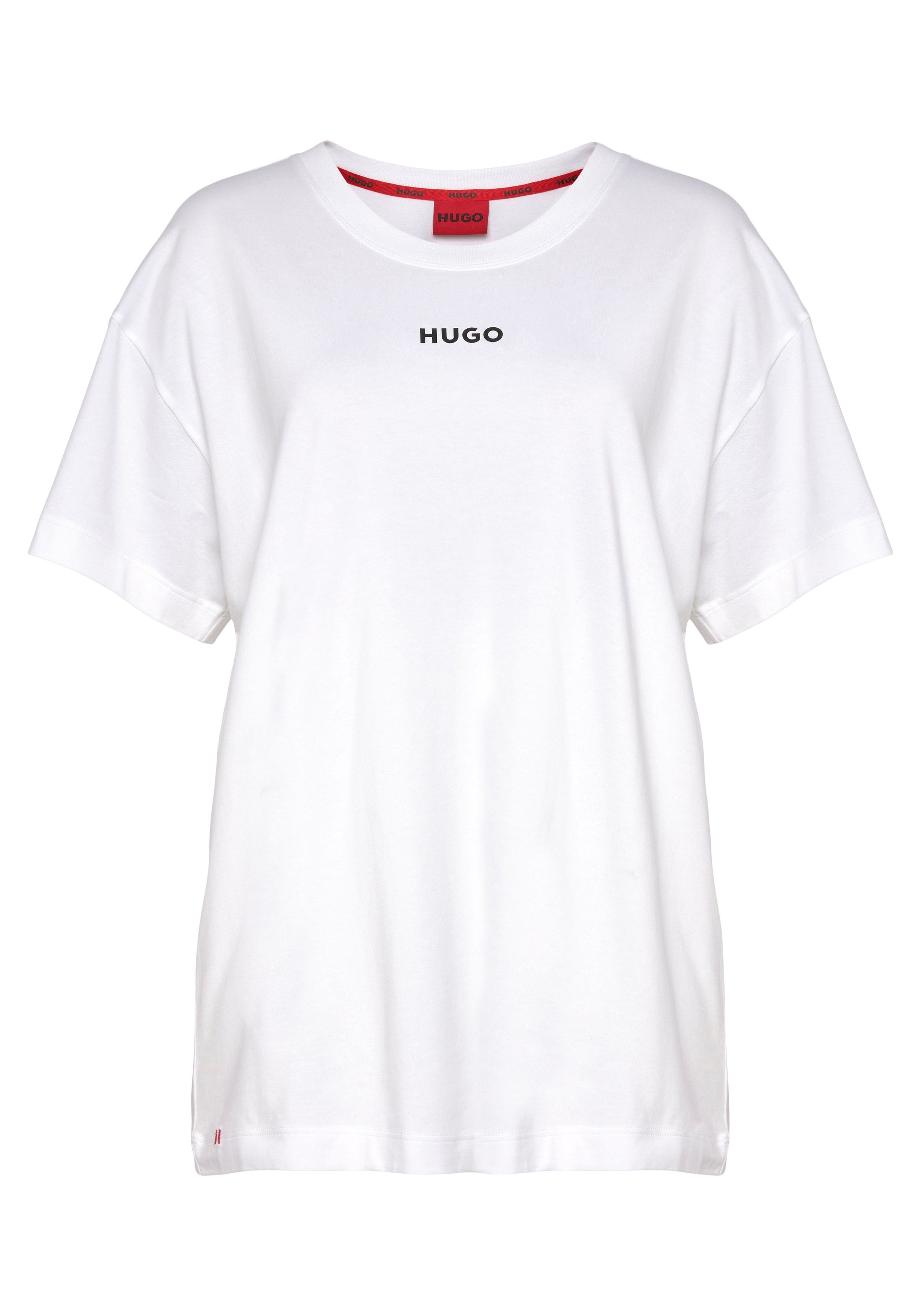 HUGO T-Shirt Linked T-Shirt Logoschriftzug HUGO Natural mit