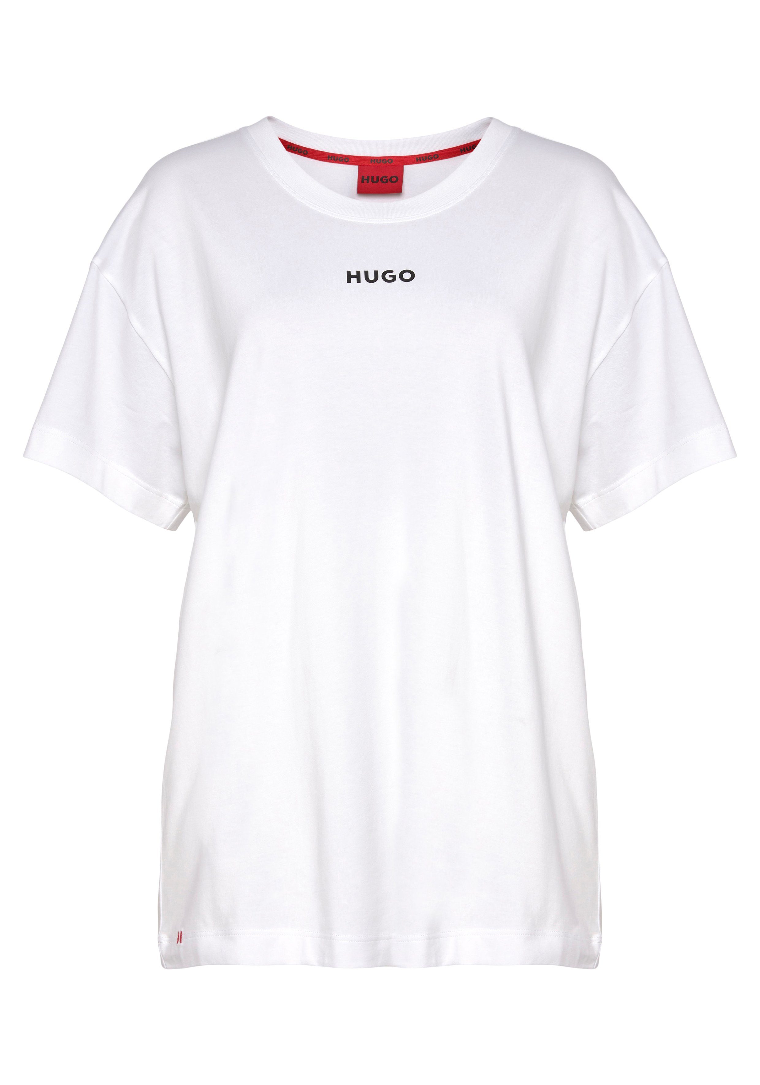 HUGO T-Shirt Linked T-Shirt Single Baumwollmix HUGO mit Elasthan mit aus Jersey Logoschriftzug