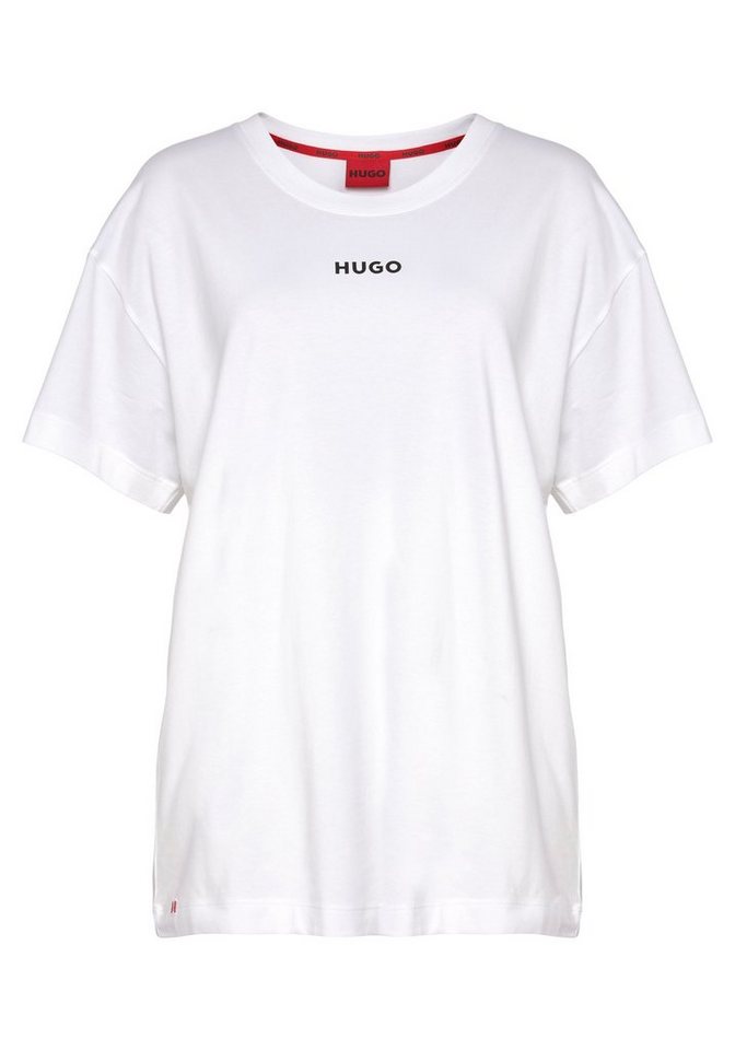 HUGO T-Shirt Linked T-Shirt mit HUGO Logoschriftzug, Single Jersey aus  Baumwollmix mit Elasthan