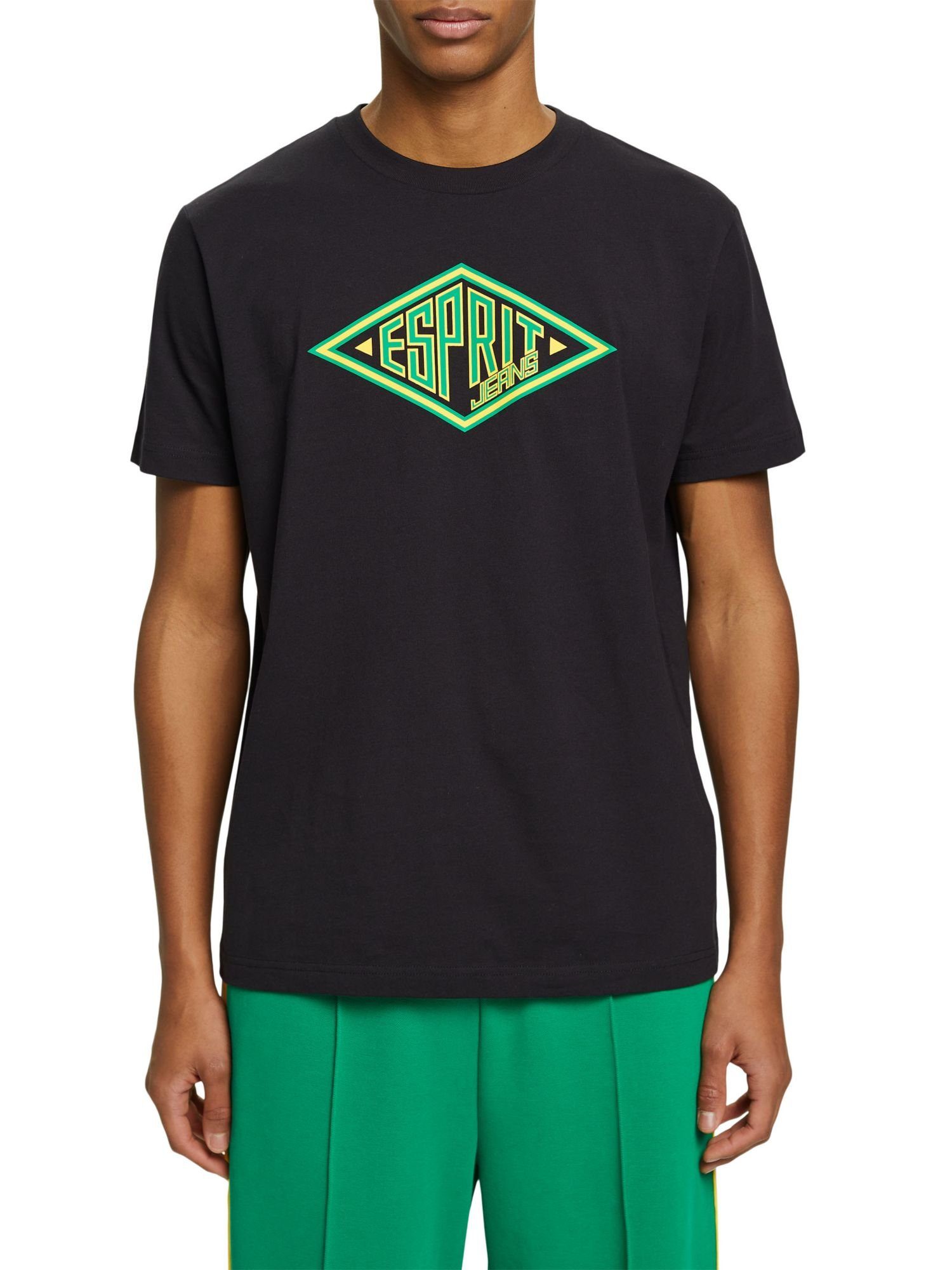 (1-tlg) Esprit Logo BLACK Baumwoll-T-Shirt mit T-Shirt
