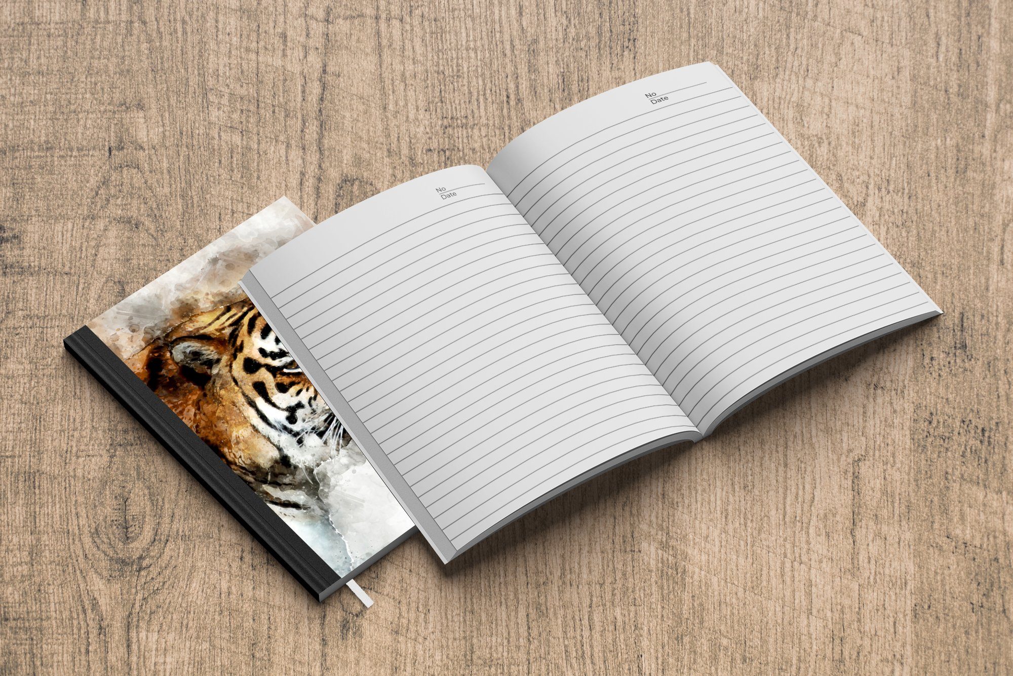 MuchoWow Notizbuch Tiger - - Haushaltsbuch Gemälde, 98 Kopf Seiten, A5, Merkzettel, Tagebuch, Notizheft, Journal