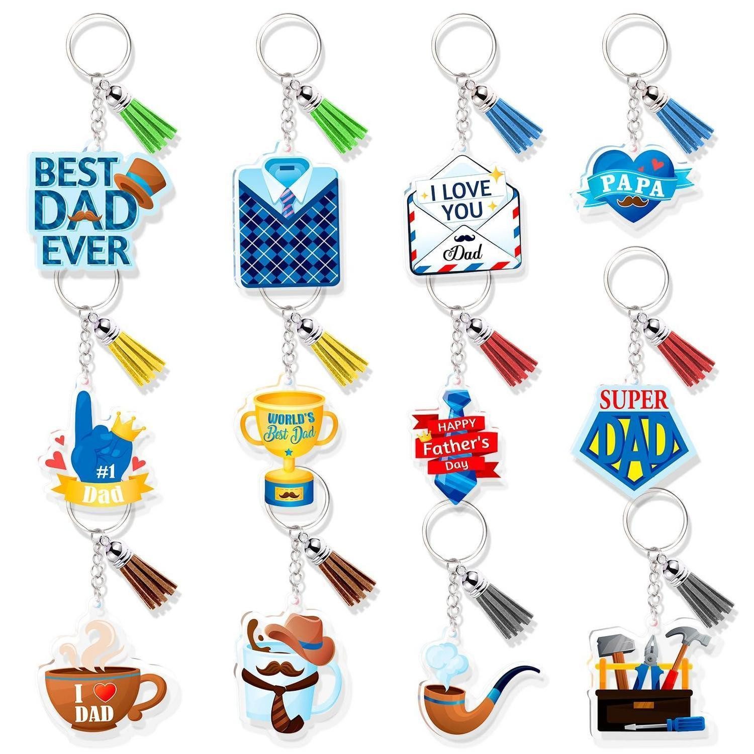 LuxusKollektion Schlüsselanhänger Set Schlüsselanhänger Vatertag 12er Set Acryl