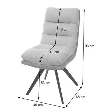 MCW Esszimmerstuhl MCW-G66-1 (1er), mit Ziernaht, Bezug mit Ziernaht, abgerundete Ecken, 90° drehbar, weiche Polsterung