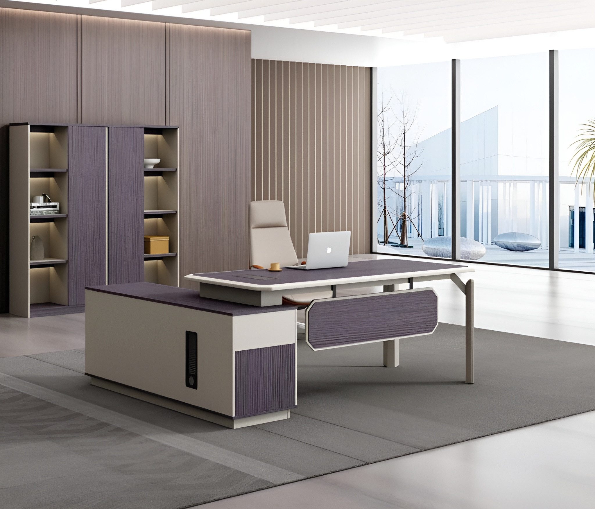 Xlmoebel Eckschreibtisch Eleganter Eckschreibtisch mit viel Stauraum für das Büro (Eckschreibtisch, 1-St., Eckschreibtisch), Hergestellt in Europa