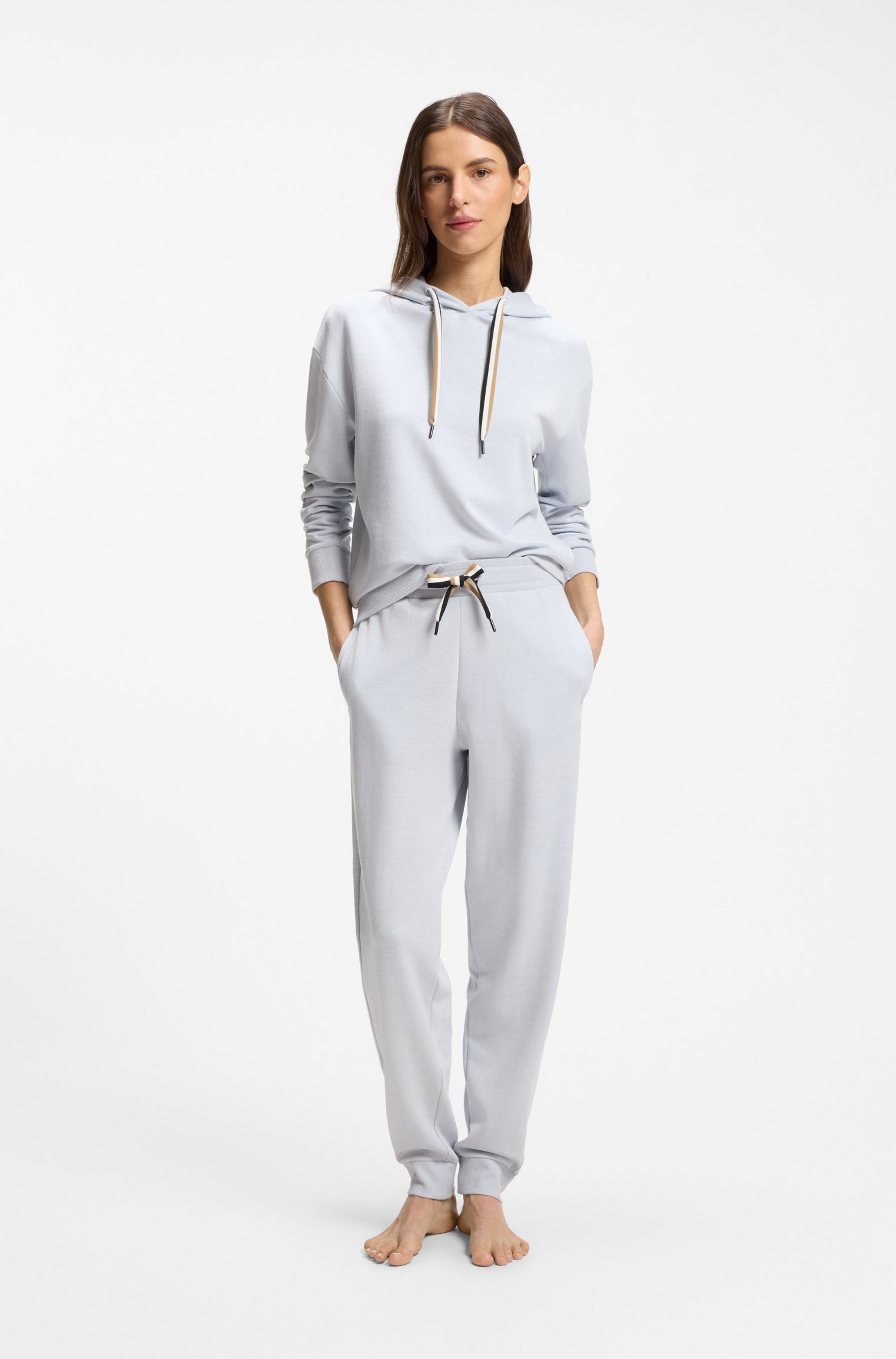 BOSS Relaxhose CP Stripe_Pants Cuff mit kontrastfarbener Kordel