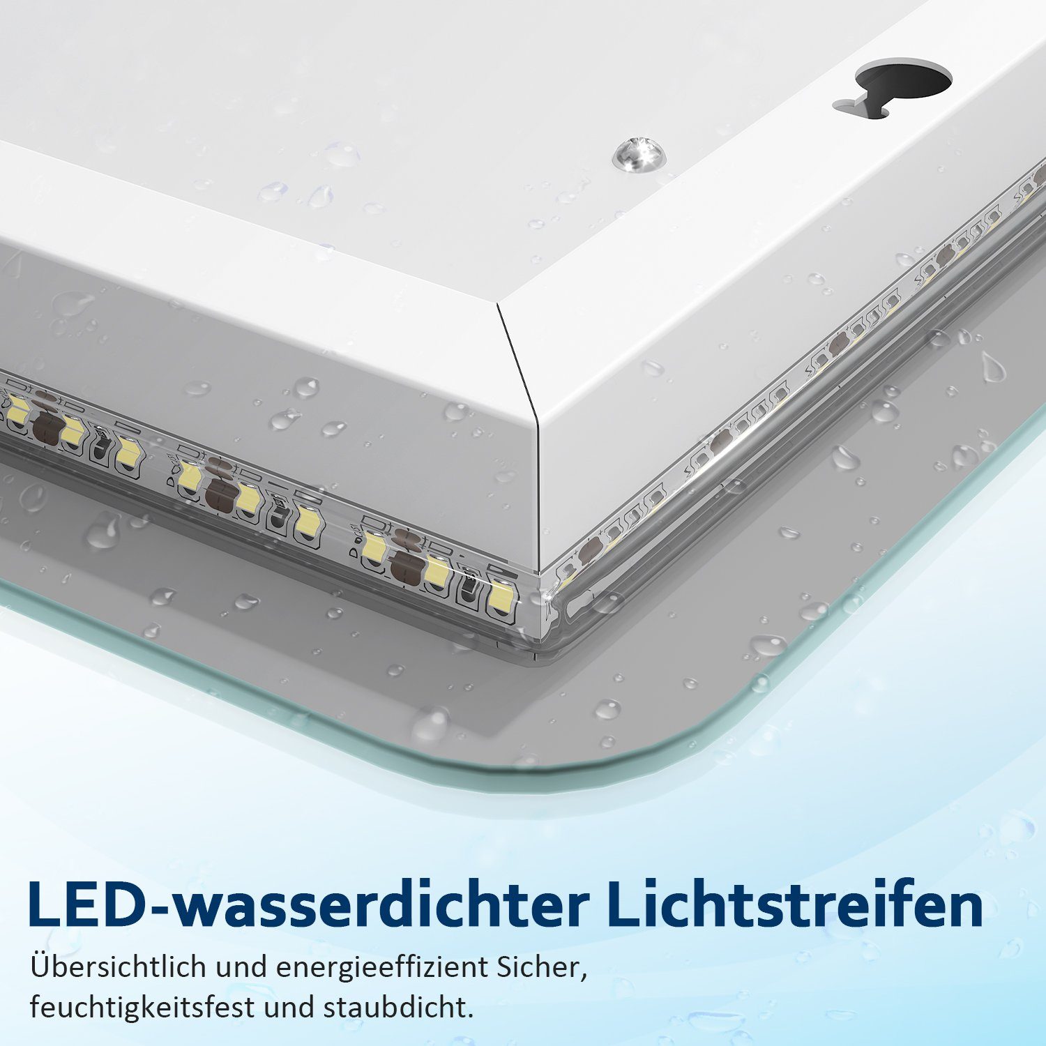 Badezimmer Touch-Schalter Kosmetikspiegel Spiegel Beleuchtung Led 50 cm LED IP44 Spiegel mit Lichtspiegel, Badspiegel Kaltweiß SONNI mit energiesparend 70 x