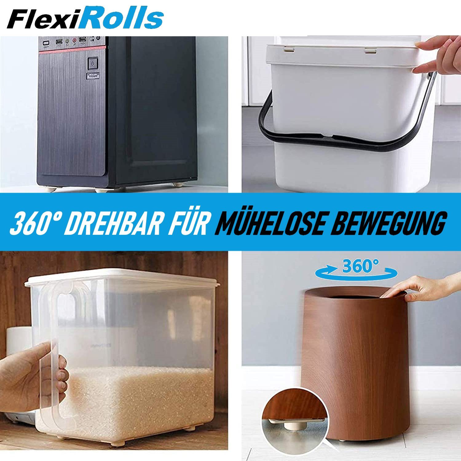 MAVURA Möbelrolle FlexiRolls Mini-Möbelrollen Kugelrollen verkratzungsfrei Möbel Selbstklebend kleine Möbelräder flach (4er)