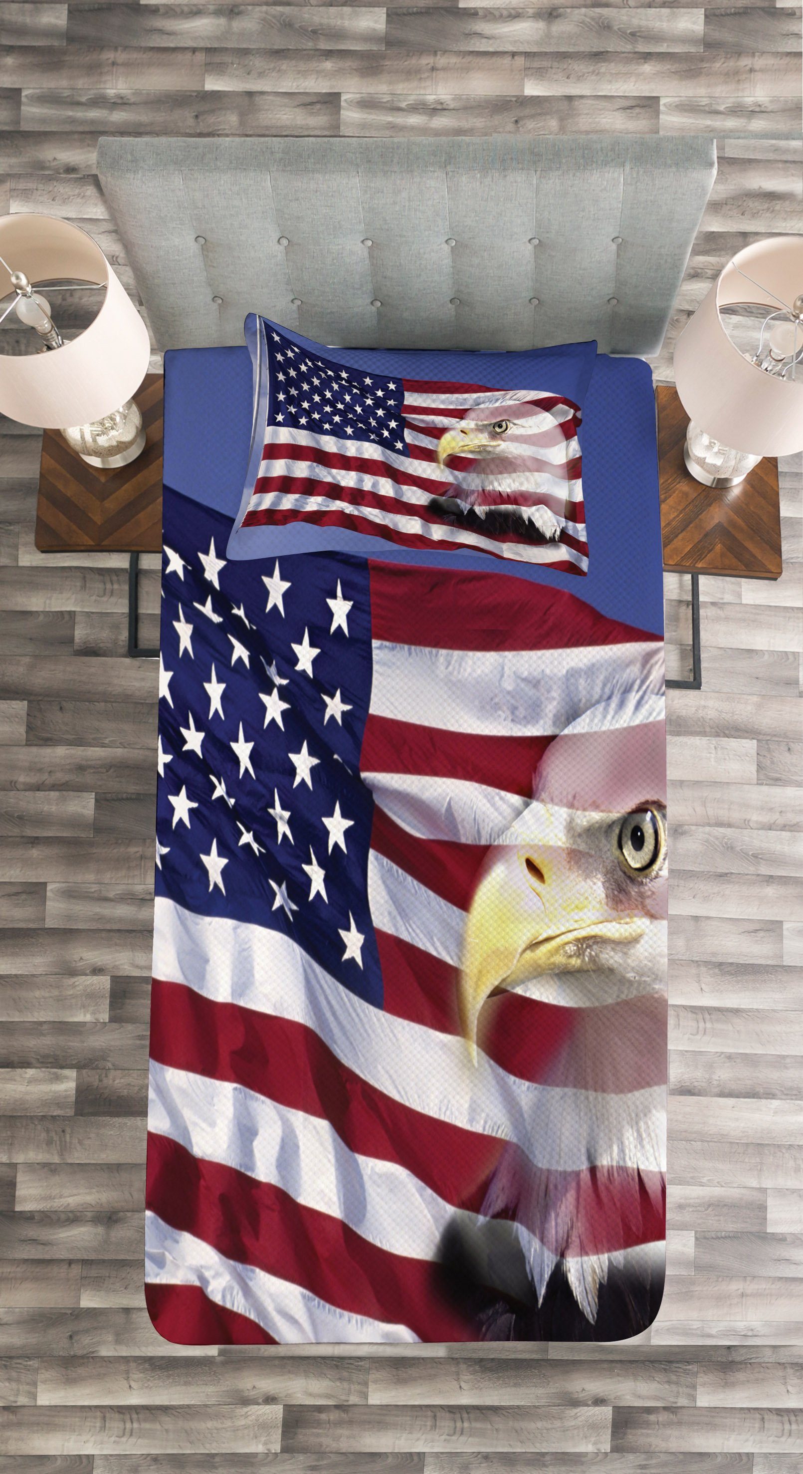 Flagge Set America Abakuhaus, Flag Amerikanische mit Tagesdecke Kissenbezügen Bless Waschbar,
