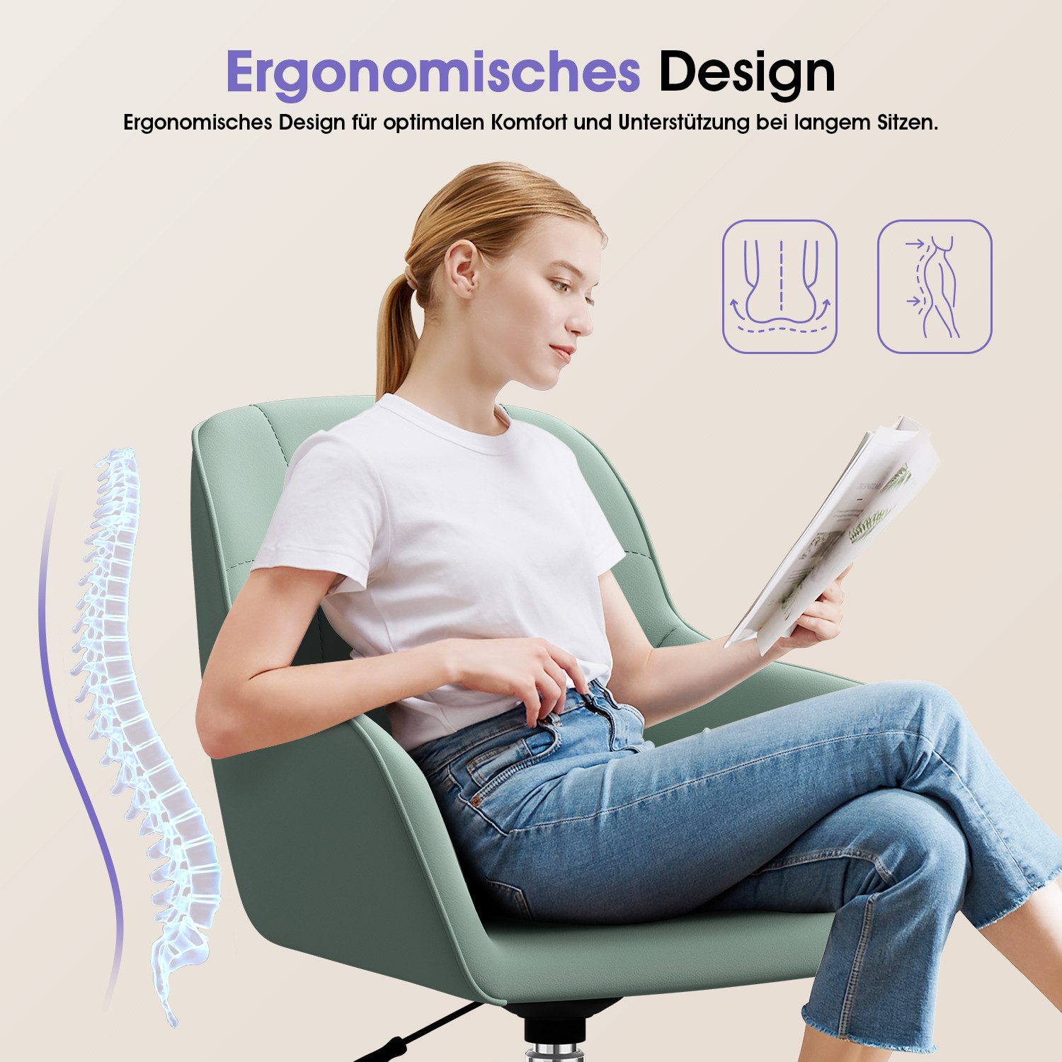 Adormii Bürostuhl Homeoffice Stuhl,Schminkstuhl mit Armlehnen,Drehstuhl mit günstig online kaufen