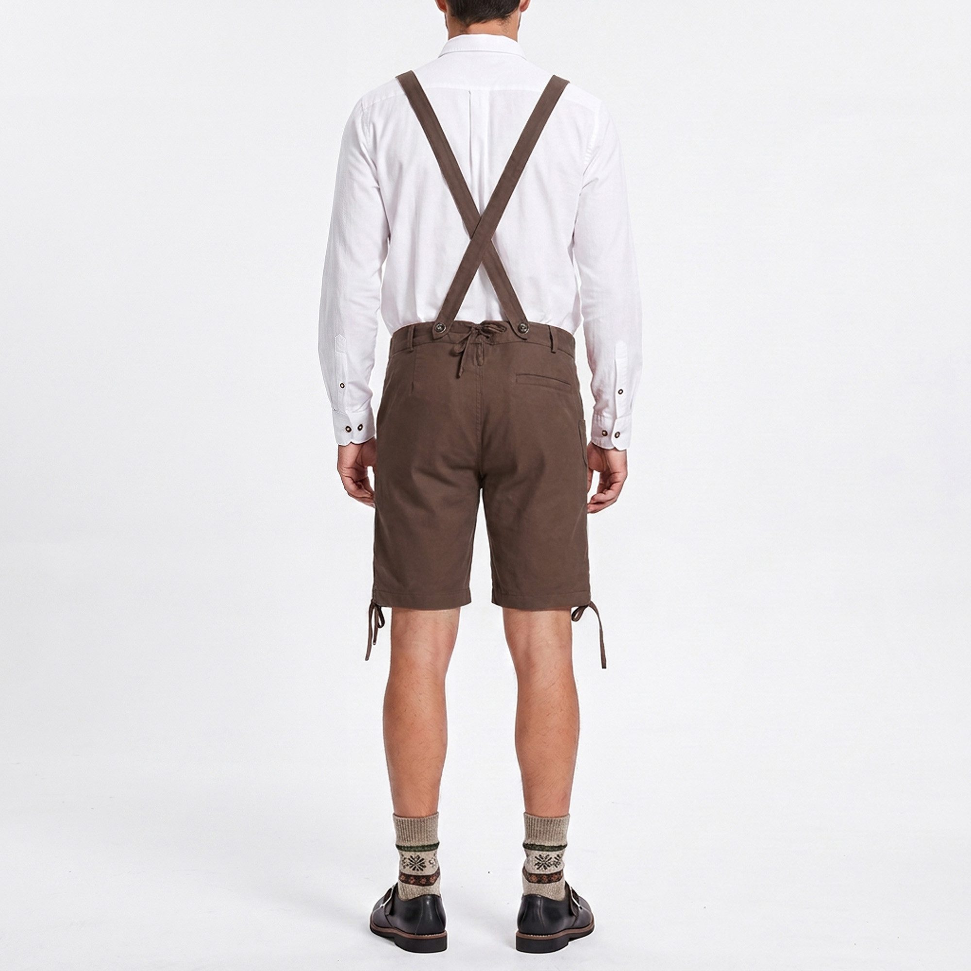 Bavarigo Trachtenhose ADRIAN Vegane Stretch Lederhose mit abnehmbaren Trägern mit traditioneller Stickerei - für Dein Oktoberfest Outfit – Bild 3 von 5