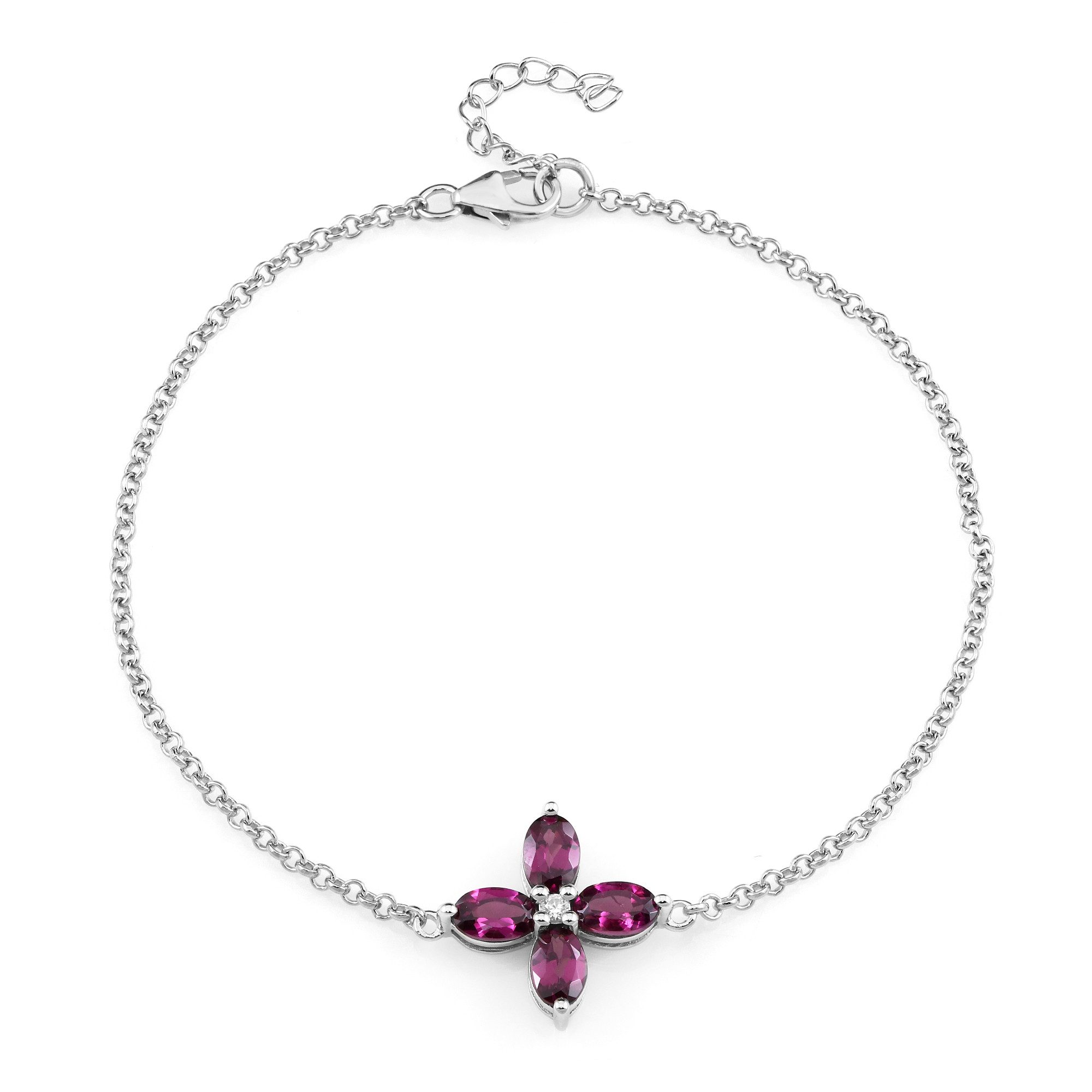 Cavill Silberarmband Cavill Armband Silber 925 platinbesch., Rhodolith 2,13 ct lila (1-tlg)