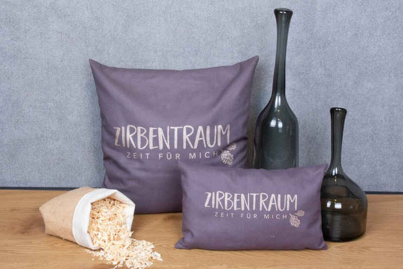 herbalind Zirbenkissen Zirbentraum in Violett/Roségold 40x40 mit Reißverschluss - Gefüllt, 1-tlg., mit hochwertigen Zirbenholzflocken 100% Baumwolle - Made in Germany