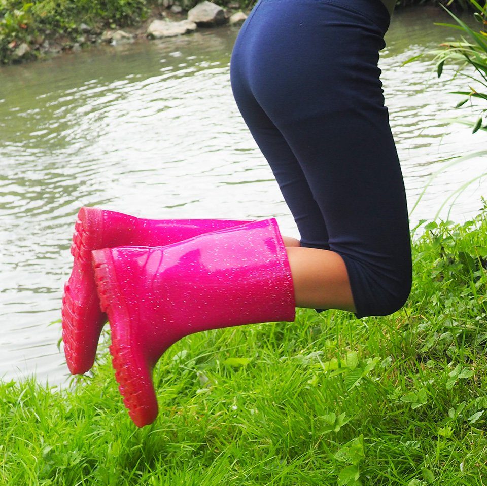 Füße wasserdicht, Glitzer (für Regenstiefel Beck Gummistiefel gute Laune) trockene pink und schmale Passform