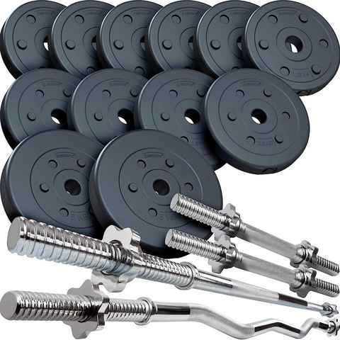 ScSPORTS® Hantel-Set 50kg Hanteln Kurzhanteln Langhantel SZ Stange Gewichte 31mm