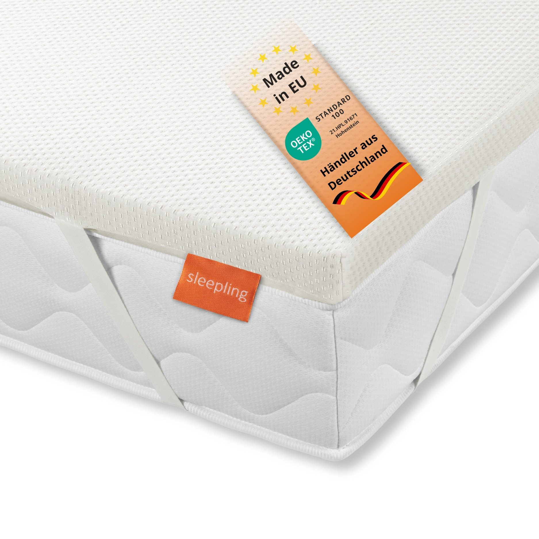 sleepling, Topper in weich, fest und extra fest, 3 Härtegrade, 5 cm hoch, ab 100 kg, mit 4 elastischen Eckbändern, für alle Schlaftypen, Ökotex