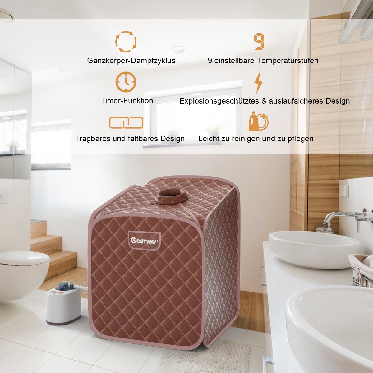 COSTWAY Sauna 2L Dampfsauna, 1000W, mit günstig online kaufen