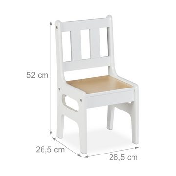 relaxdays Kindertisch Kindertisch mit 2 Stühlen weiß/natur