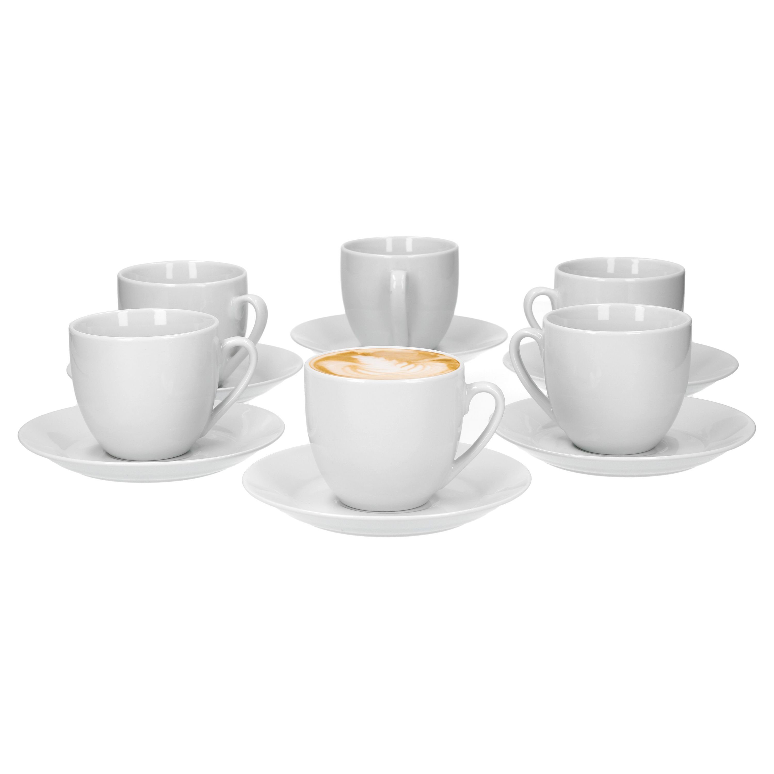van Well Tasse 6er Set Kaffeetasse mit Untertasse Trend