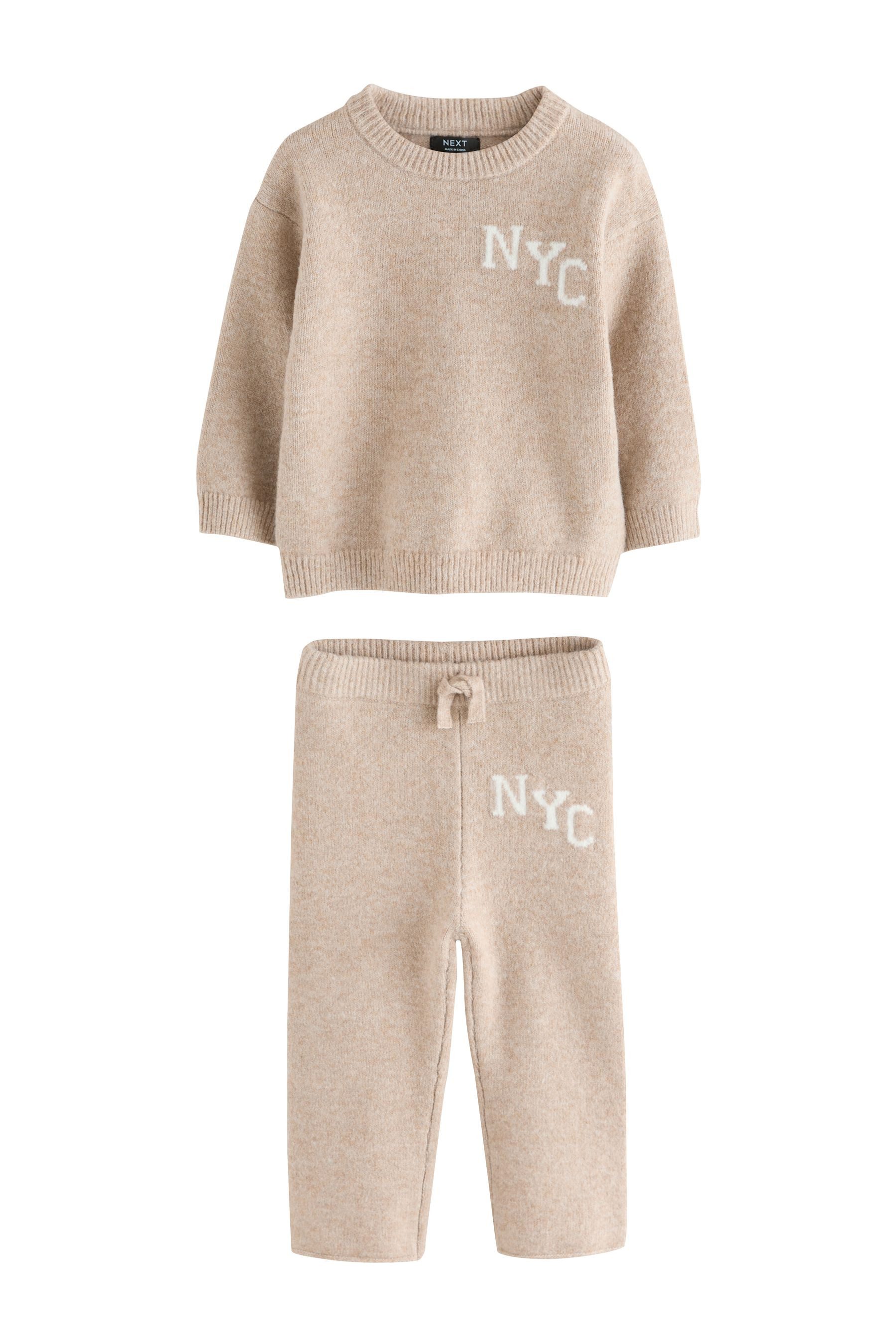 Next Top & Hose Gestrickter Jogginganzug NYC College-Look (2-tlg)