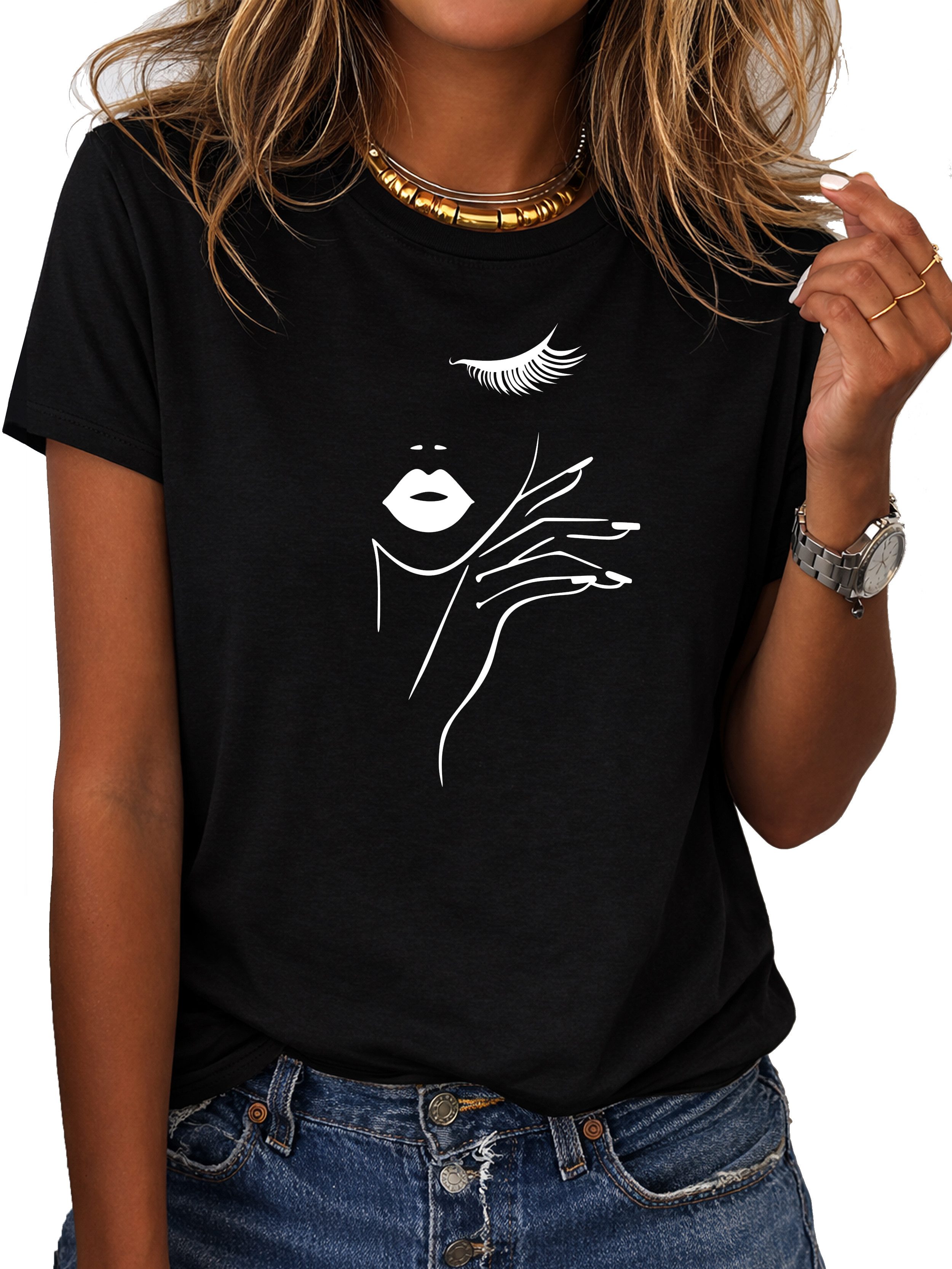 RMK T-Shirt Damen Shirt Rundhals Basic "Stilvoll" aus Baumwolle