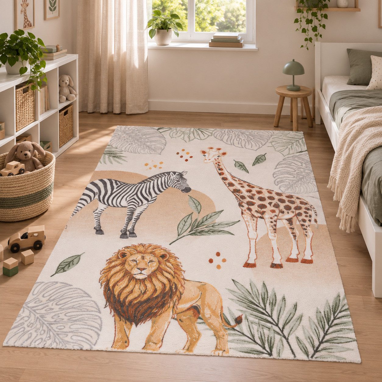 Pergamon Kinderteppich Kinder Teppich Maui Kids Giraffe Zebra Löwe, Rechteckig, Höhe: 13 mm