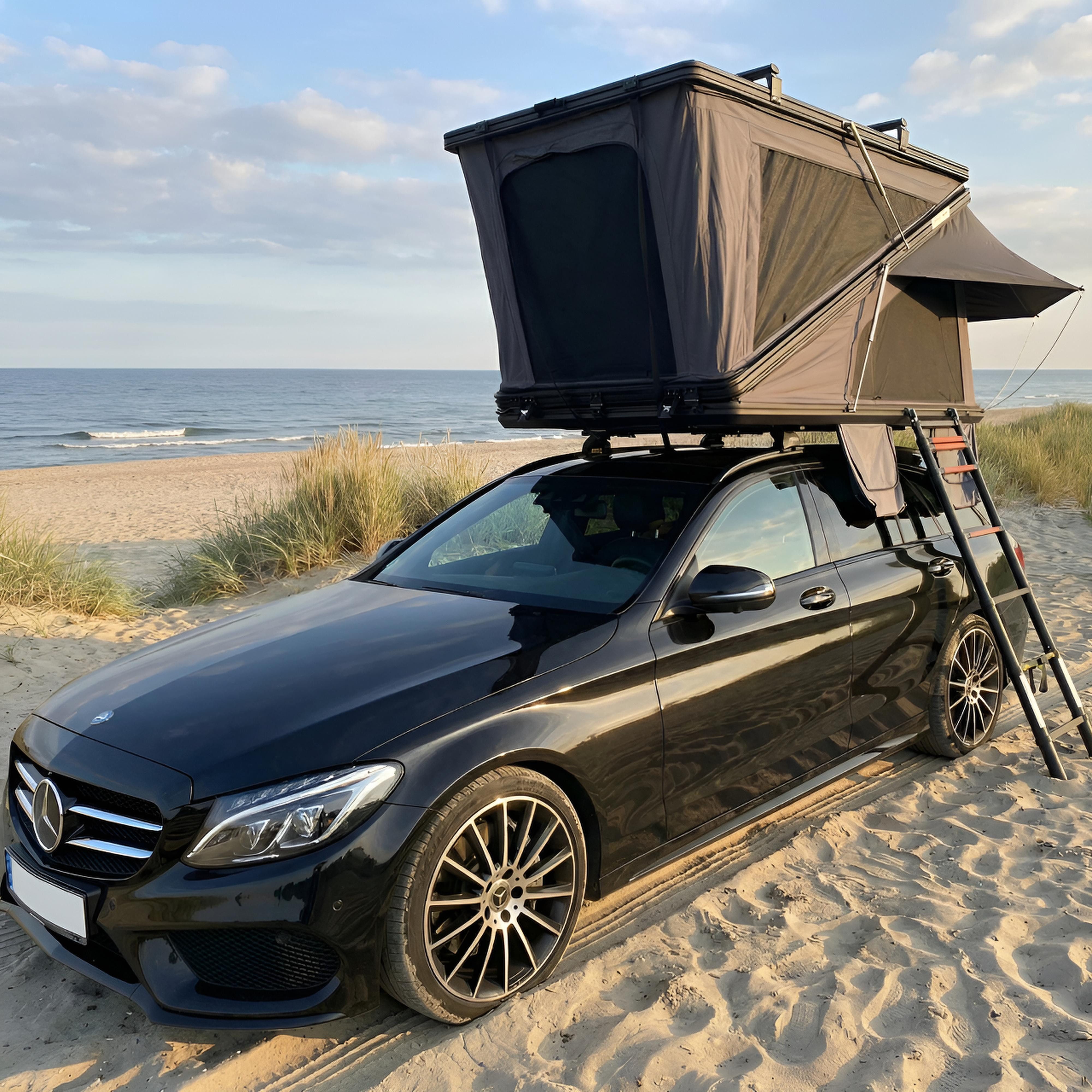 TZIpower Dachzelt Z-Fold Dachzelt Hardcase Aluminium Autodachzelt Grau oder Khaki Zelt, Personen: 2