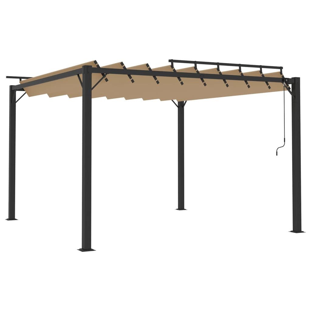 Partyzelt Pergola mit Lamellendach 3x3 m Taupe Stoff und Aluminium