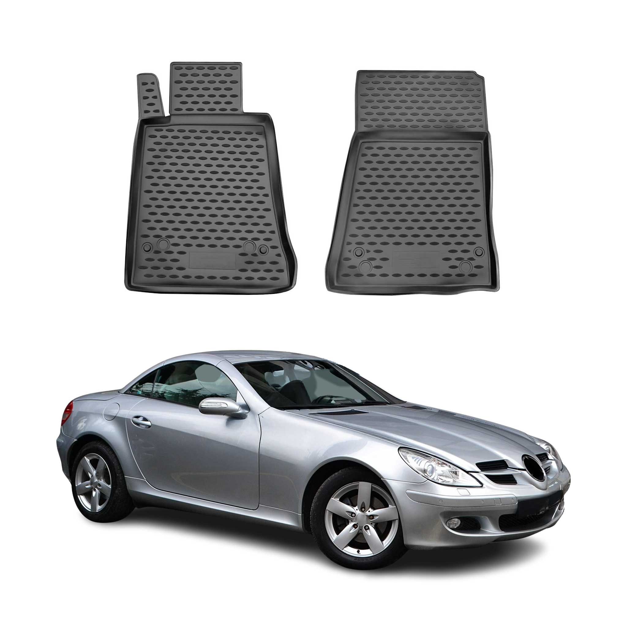 OMAC Auto-Fußmatten für Mercedes SLK R171 2004-2010 Schwarz TPE (2 St), Antirutsch,Wasserfest,Einfache Installation