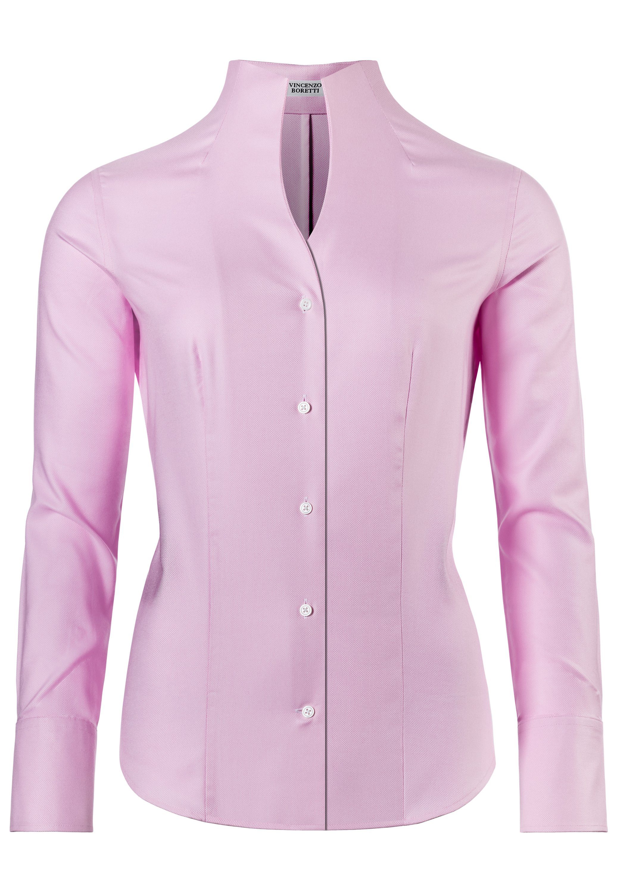 Vincenzo Boretti Klassische Bluse leicht tailliert soft Oxford Kelchkragen