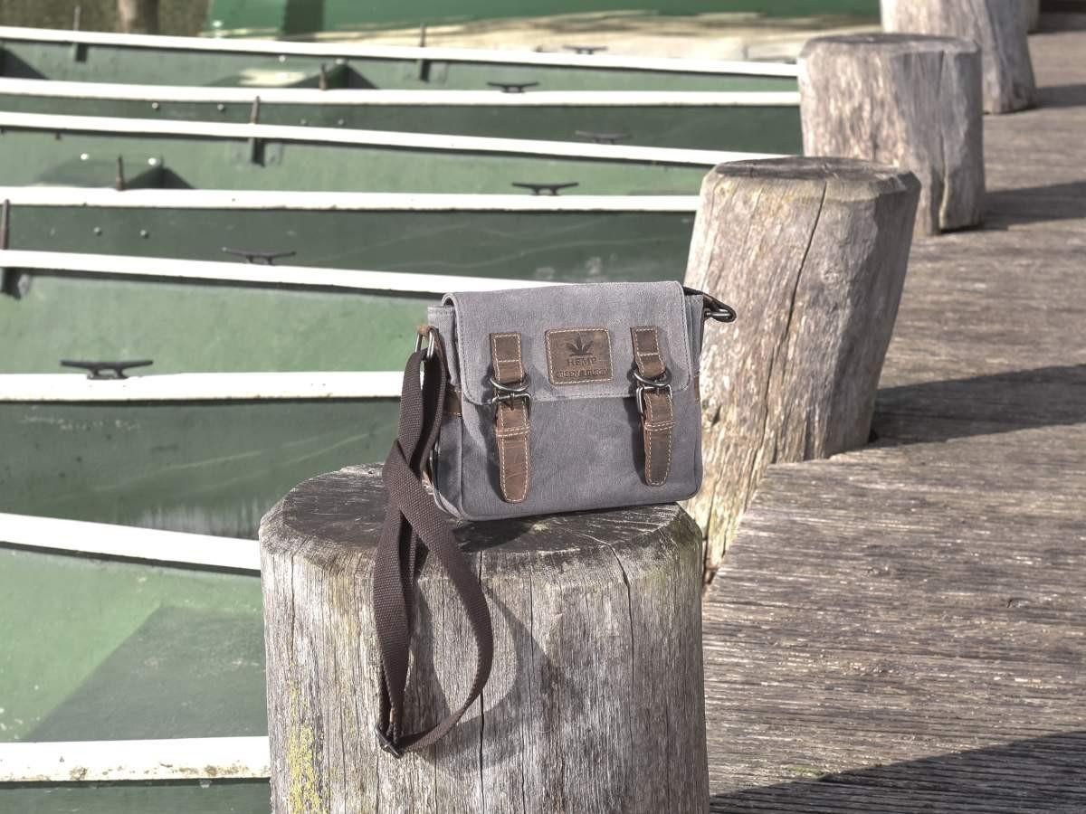 Greenburry Umhängetasche Vintage Hemp, Schultertasche, Hanf und Leder