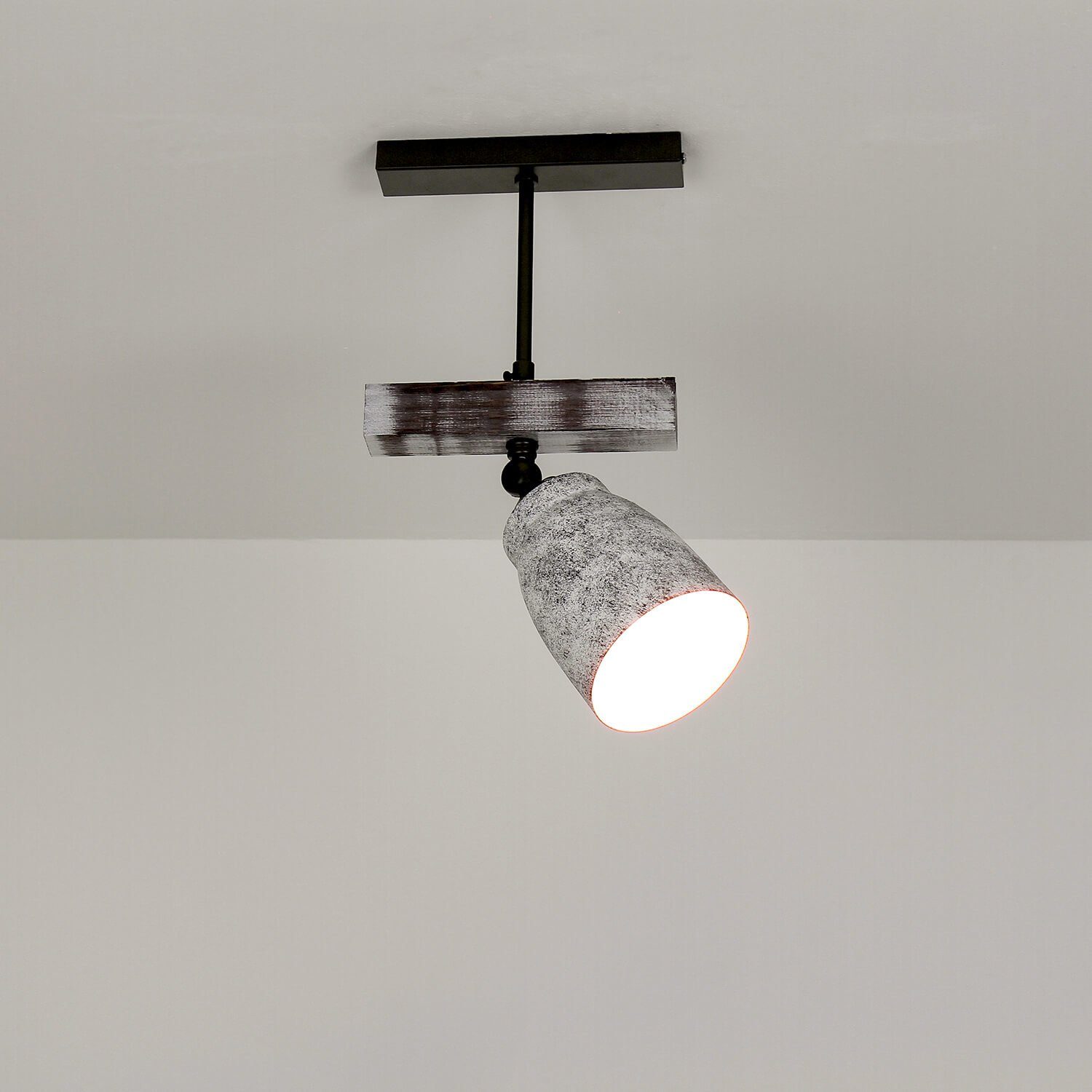 Licht-Erlebnisse Deckenstrahler AGAP, ohne Echtholz Grau verstellbar vintage Shabby Leuchtmittel, Deckenlampe Küche Weiß Lampe
