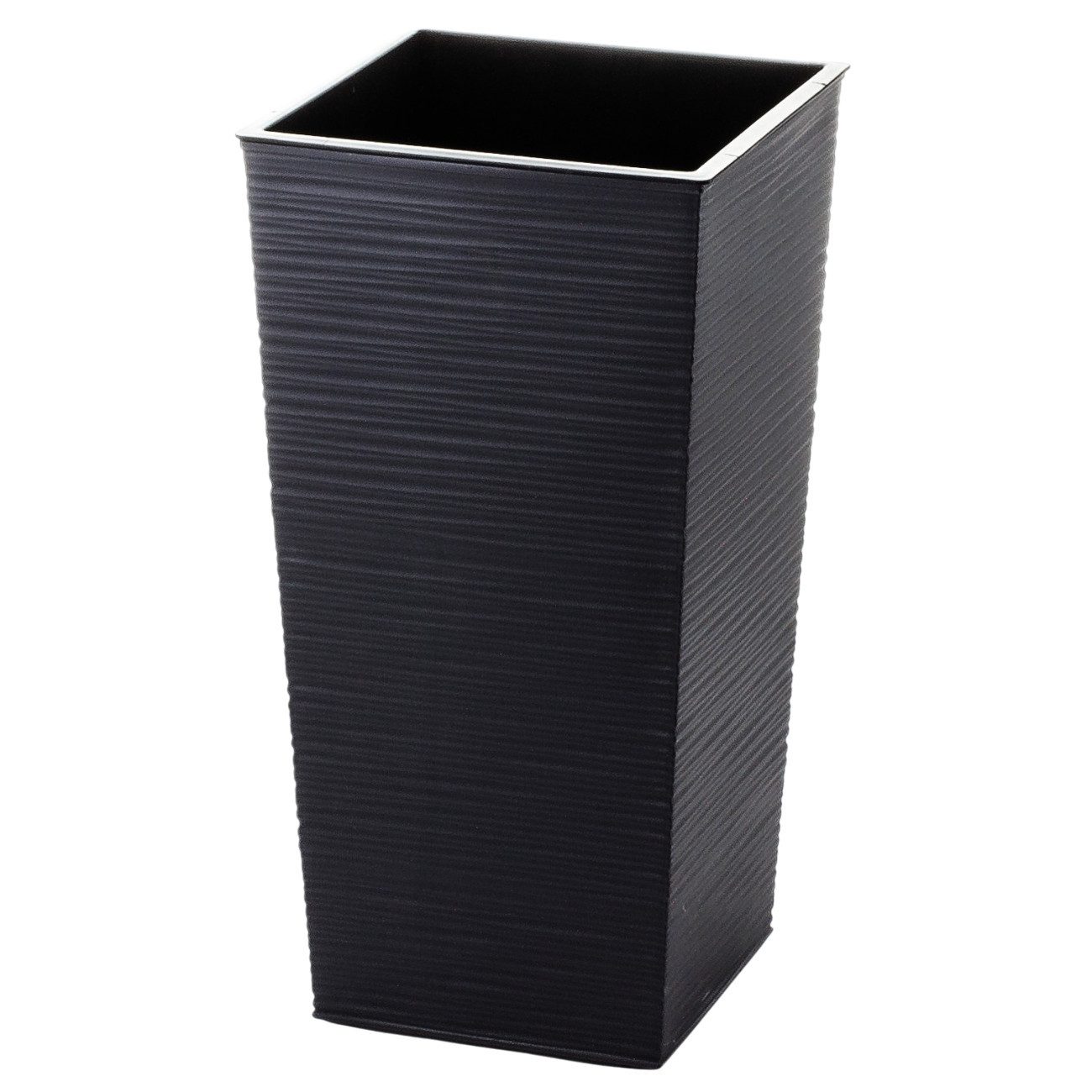 Engelland Pflanzkübel Blumentopf aus recyceltem Kunststoff & Holz (WPC), Rillenoptik (UV-beständig, wetterfest), Blumenkübel für Garten, Balkon, Terrasse, Innen- und Außenbereich