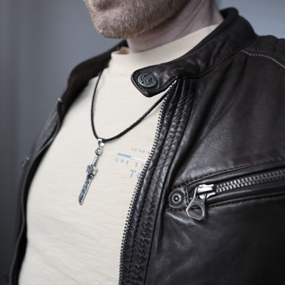 DALMARO Kette mit Anhänger Lederkette Edelstahlkette günstig online kaufen