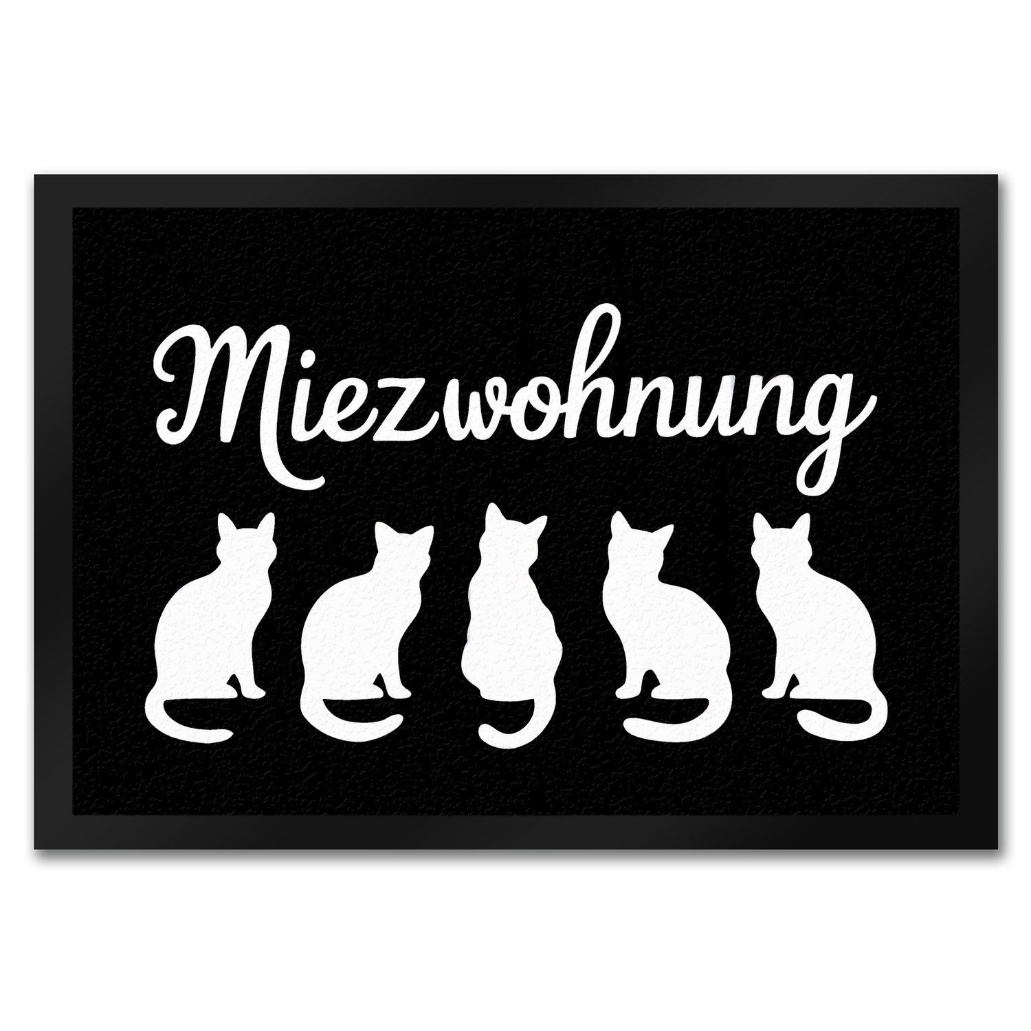 Fußmatte Miezwohnung Katzen Silhouetten Fußmatte in 35x50 cm für Katzenfans