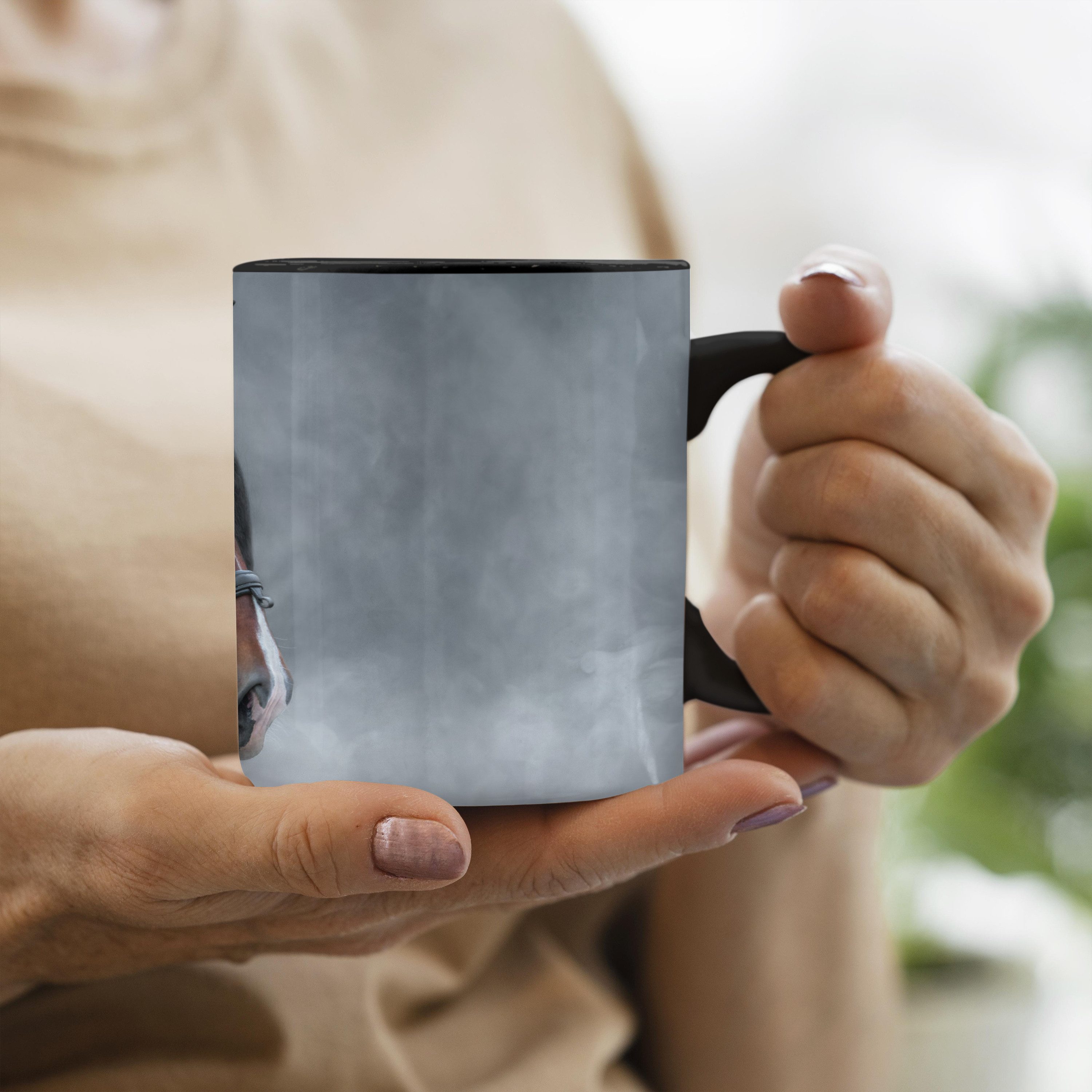 MuchoWow Tasse Pferd - Smoke - Halfter, 1-tlg., Keramik, Farbwechsel, Kaffee Tassen, Teetasse, Zaubertasse, Geschenk