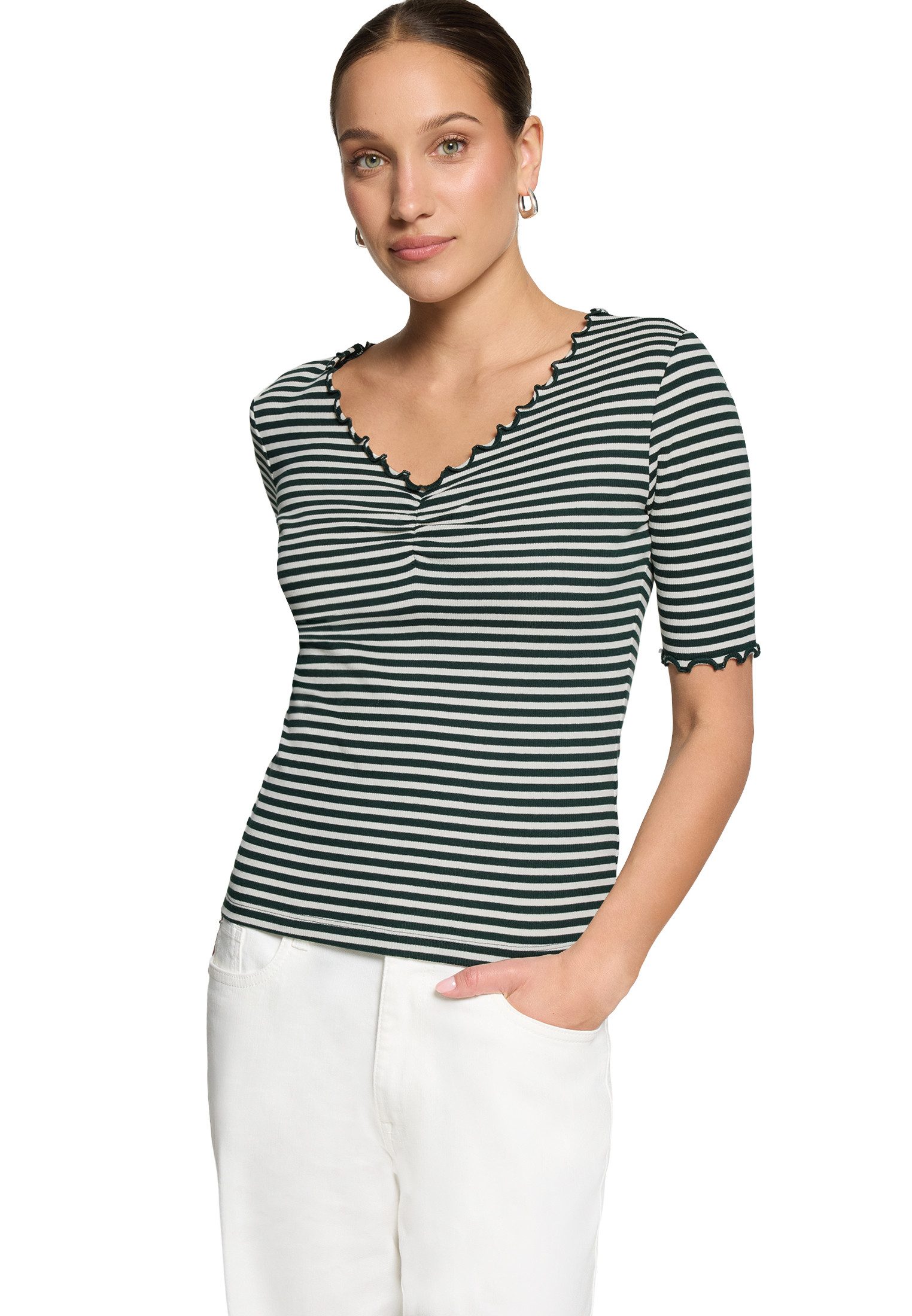 Zero Kurzarmshirt Damen mit Raffung (1-tlg) Raffung günstig online kaufen